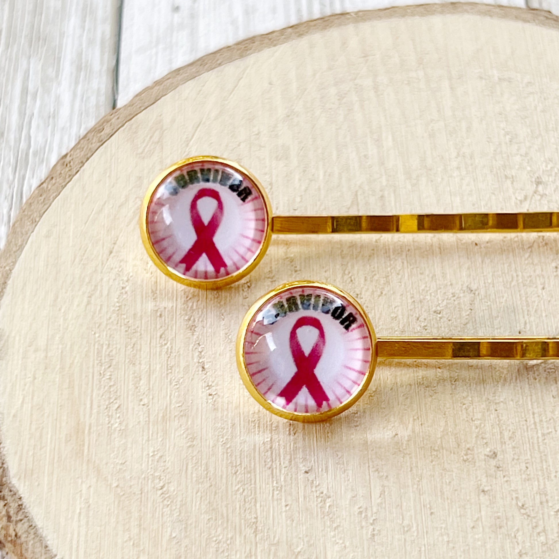 Breast Cancer Awareness Ribbon Hair Pins - Supportive and Stylish Accessories