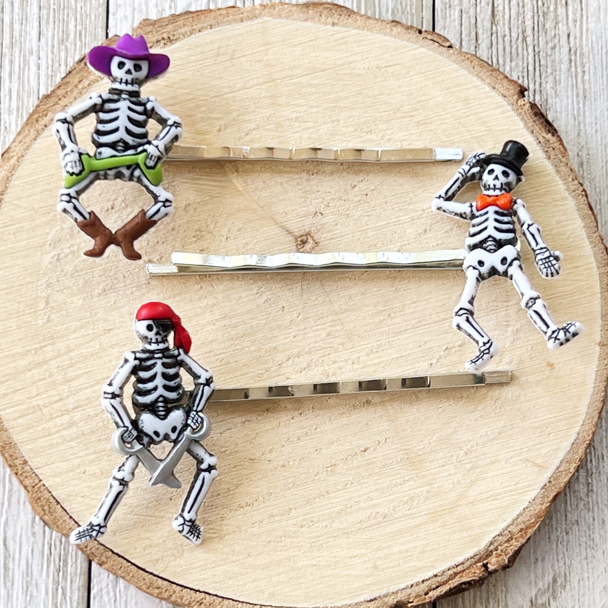 Halloween Dancing Skeletons Hair Pin Set