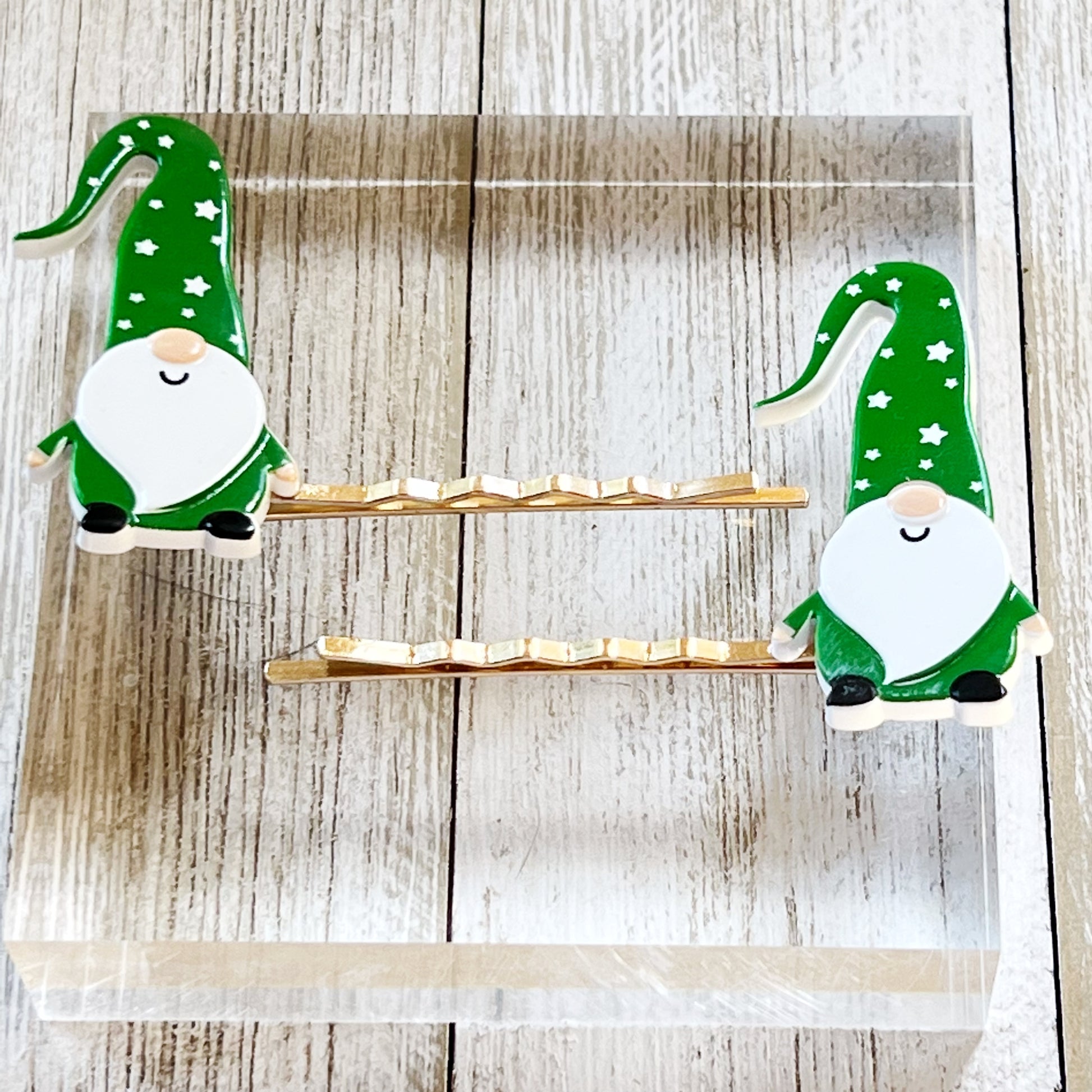 Green Gnome Christmas Hair Pins