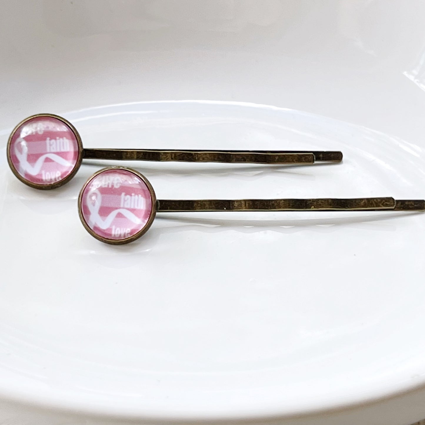 Breast Cancer Awareness Ribbon Hair Pins - Supportive and Stylish Accessories