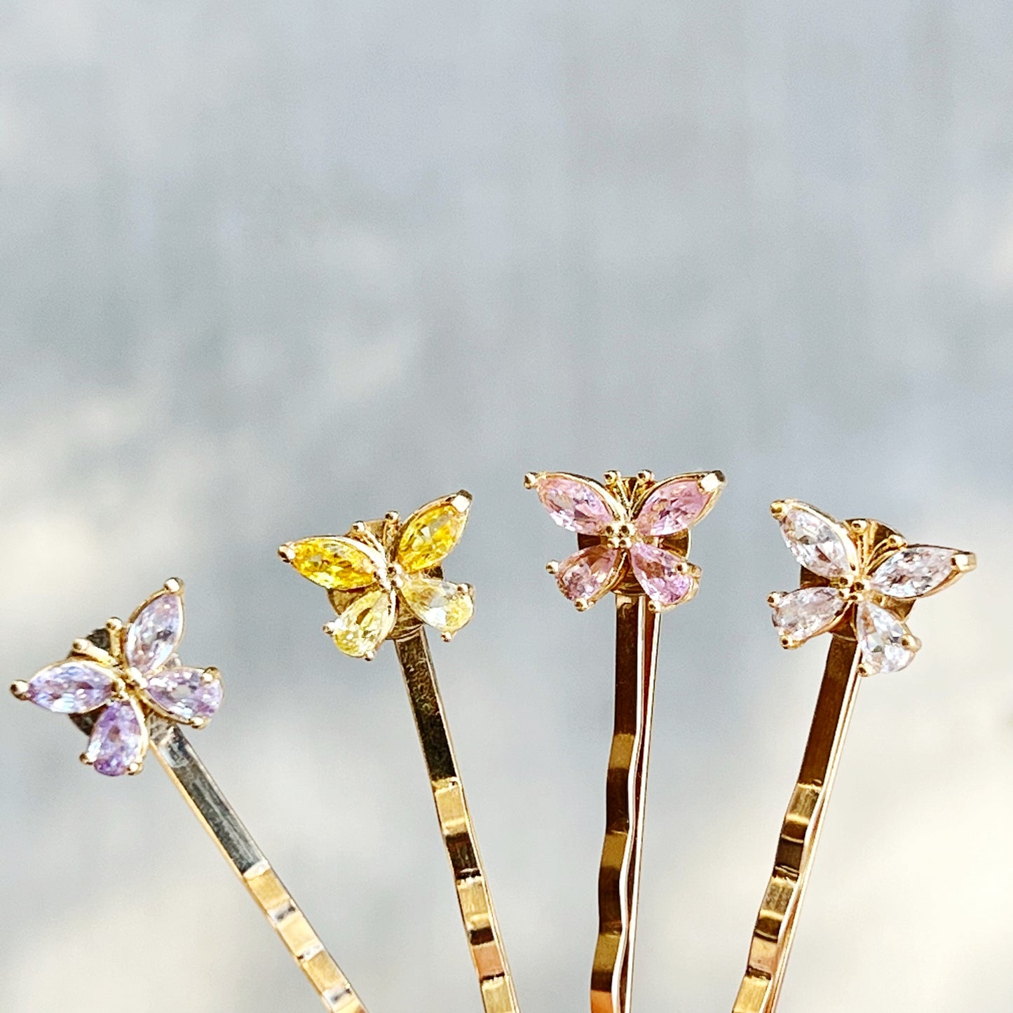 Pastel Rhinestone Butterfly Hair Pins