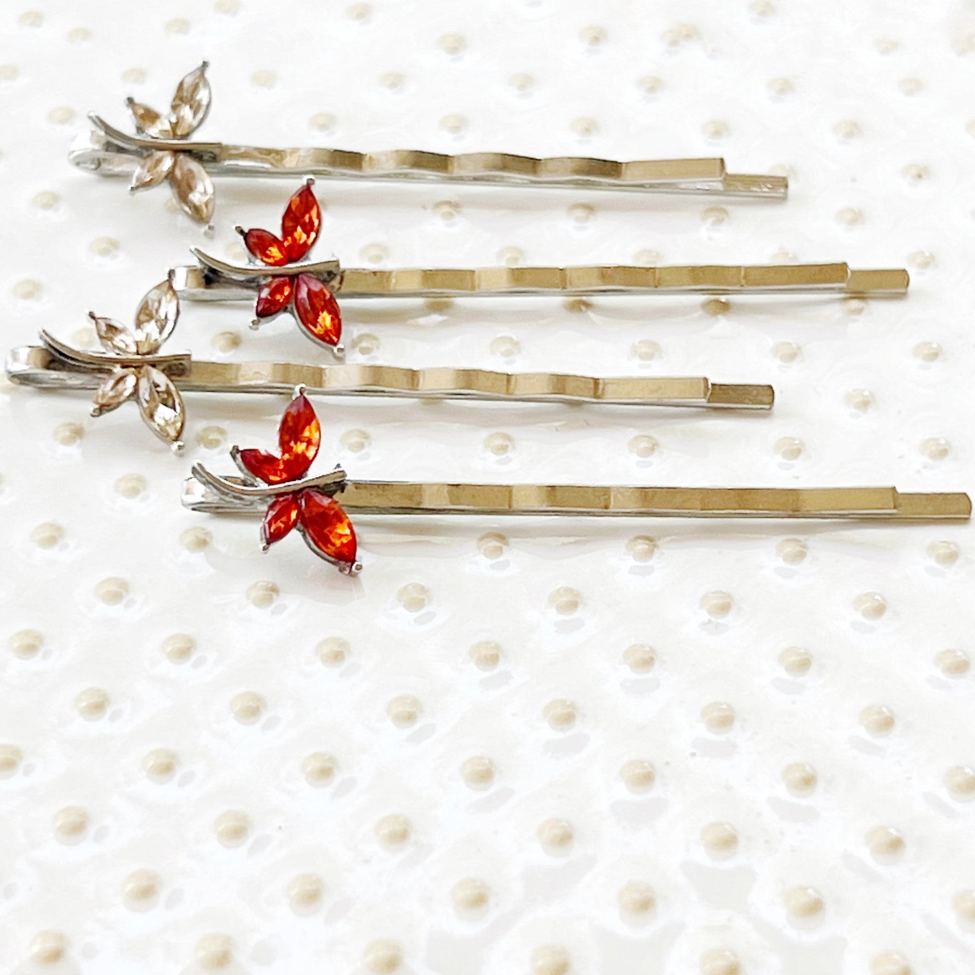 Orange & Light Brown Dragonfly Hair Pin, Hair Pins For Woman, Womens Hair Clip, Womens Bobby Pins, Dragonfly Bobby Pin, Rhinestone Hair Pin