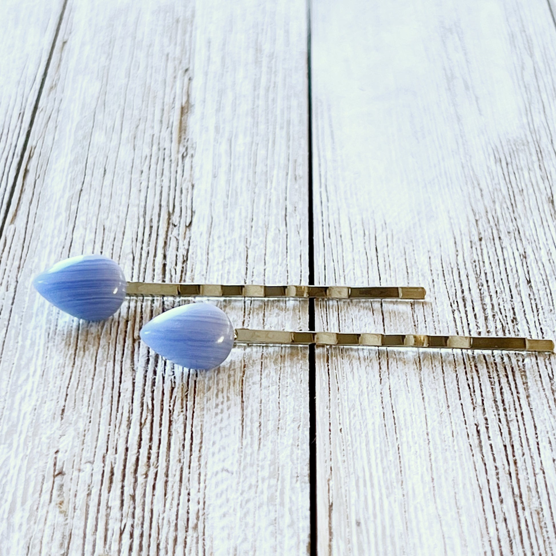 Blue Lace Agate Stone Hair Pins - Elegant and Natural Hair Accessories