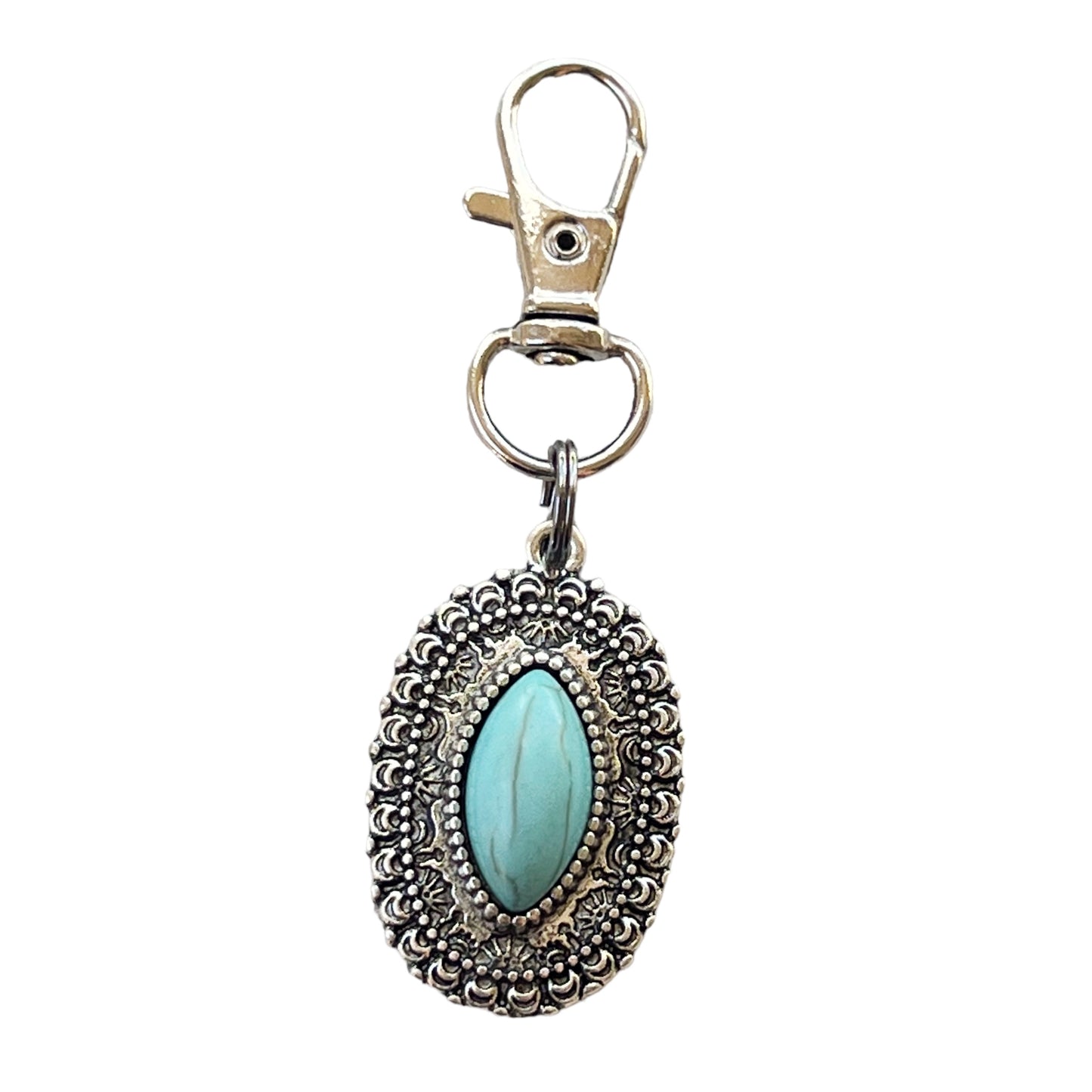 Turquoise Western Zipper Pull Handbag Charm