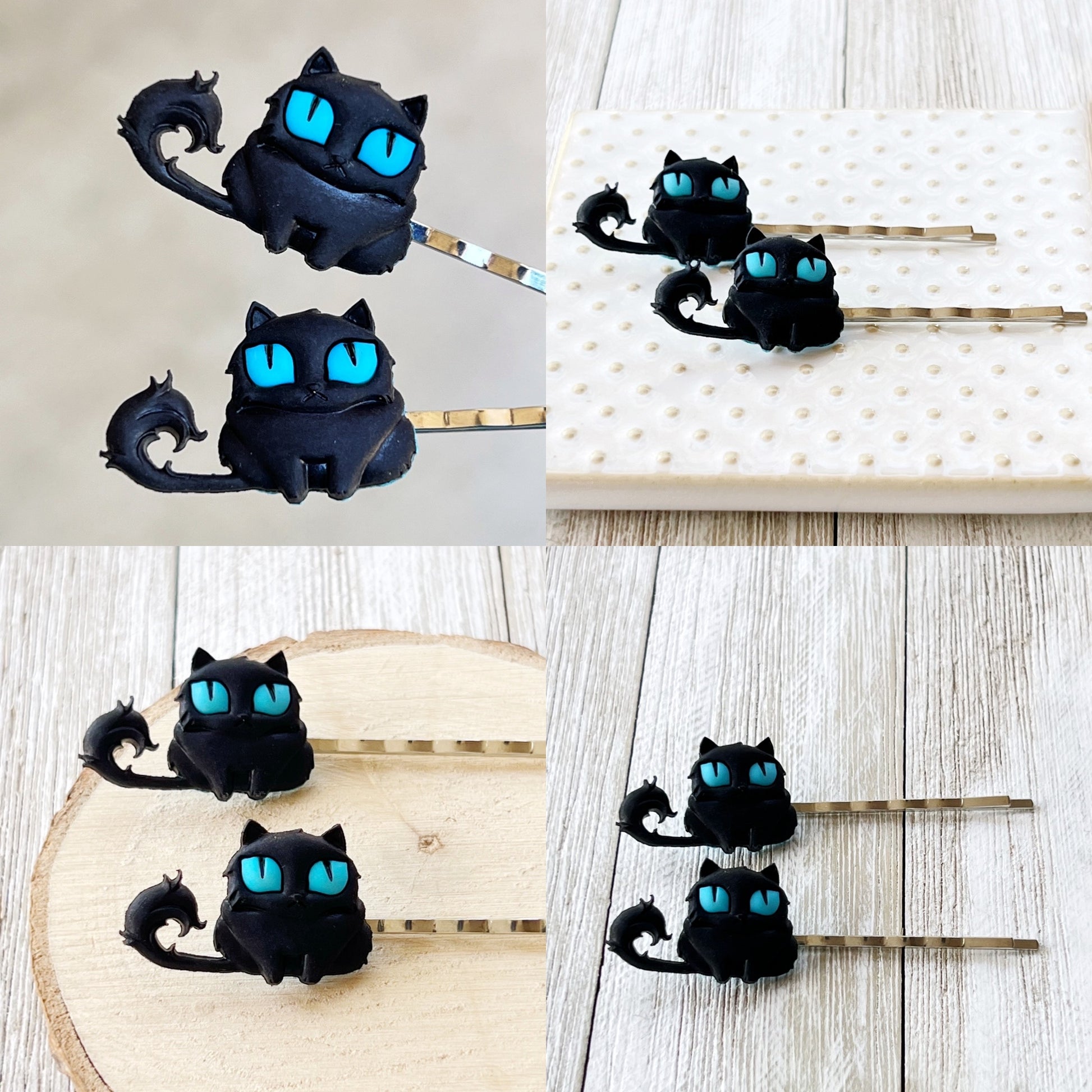 Halloween Black Spooky Cat Hair Pins
