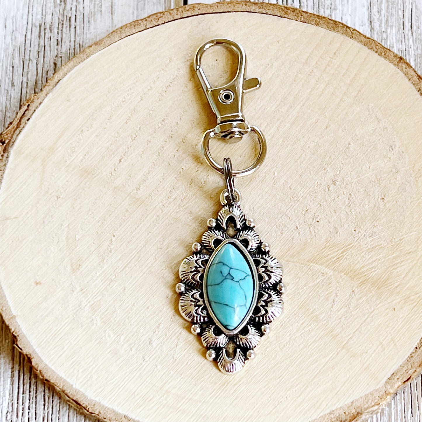 Western Turquoise Zipper Pull Handbag Charm