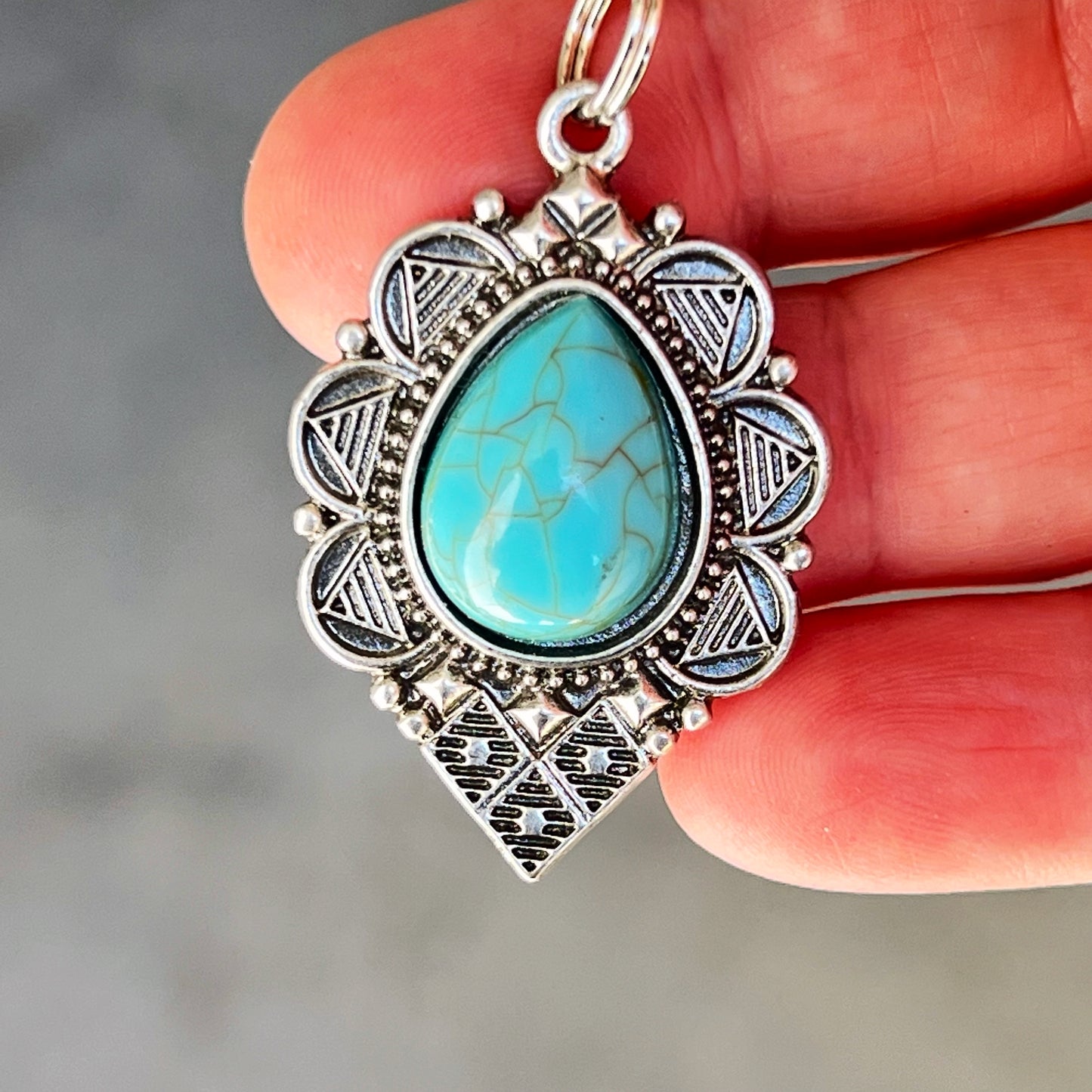 Turquoise Western Zipper Pull Handbag Charm