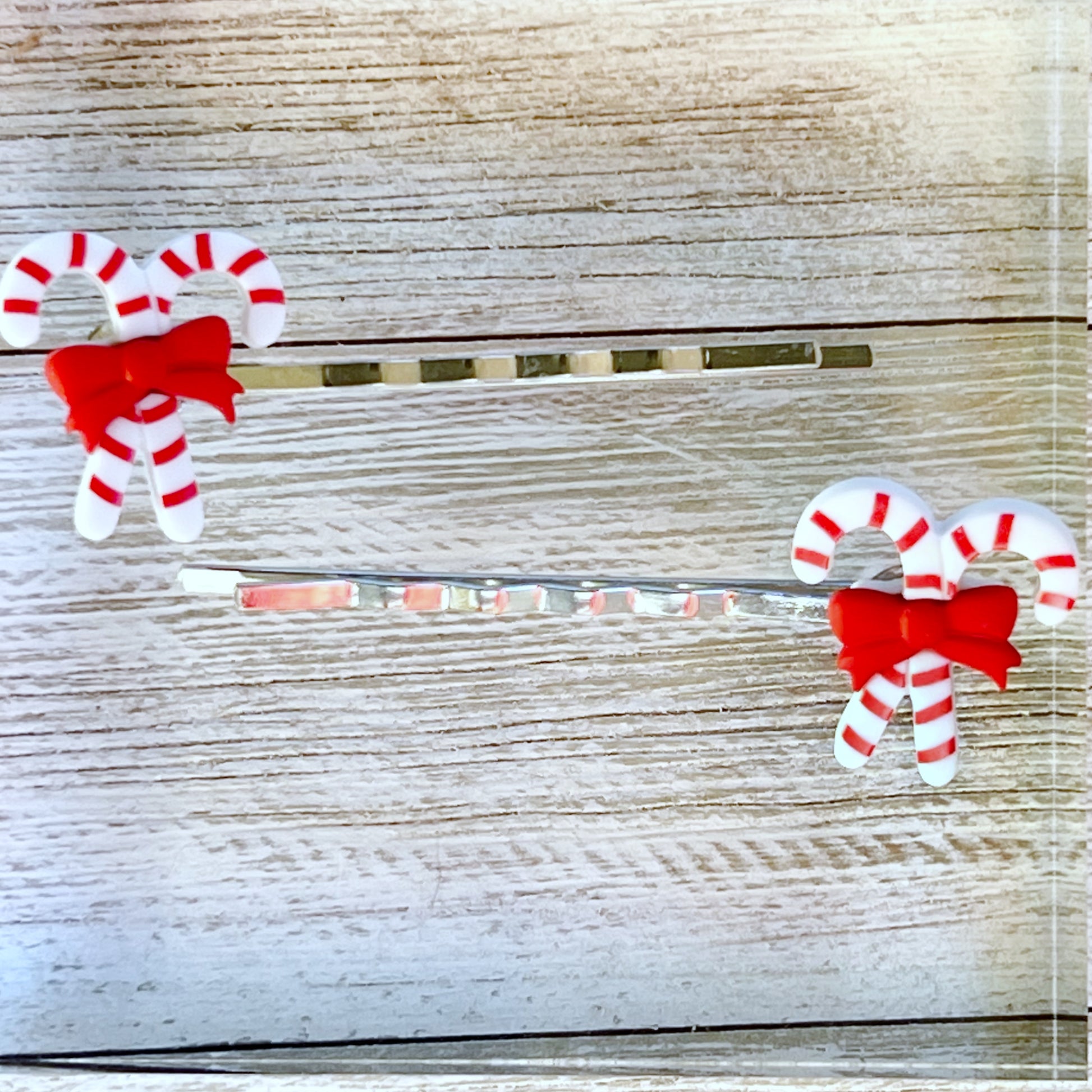 Candy Canes with Red Bow Bobby Pins - Sweet Holiday Accessories for Festive Hairstyles