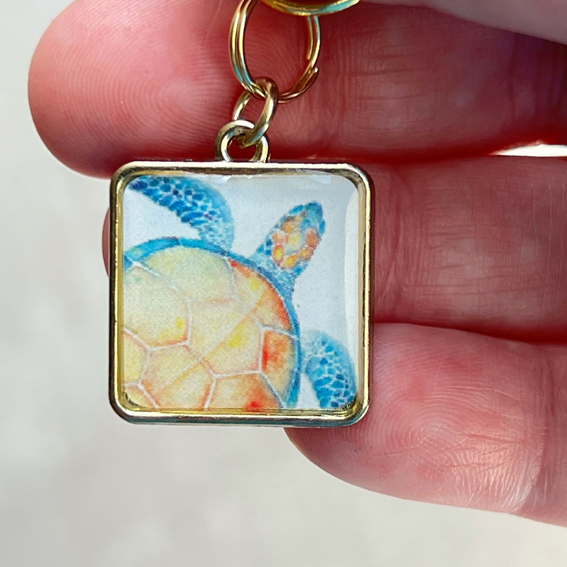 Turtle and Seahorse Zipper Pull Keychain Charm Set of 2