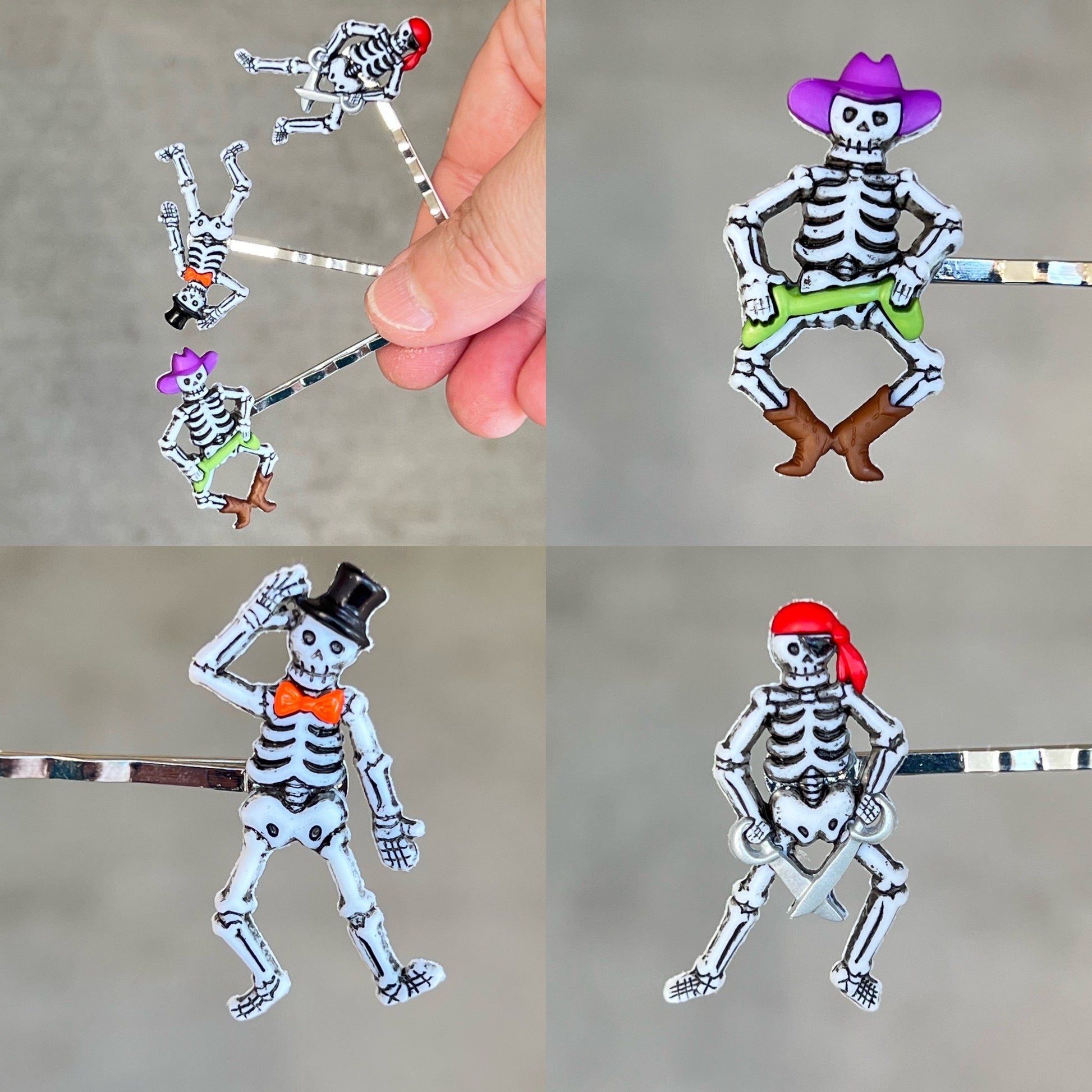 Halloween Dancing Skeletons Hair Pin Set