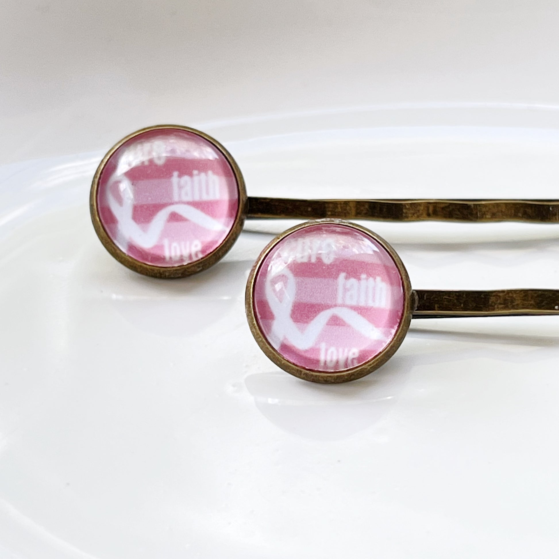 Breast Cancer Awareness Ribbon Hair Pins - Supportive and Stylish Accessories