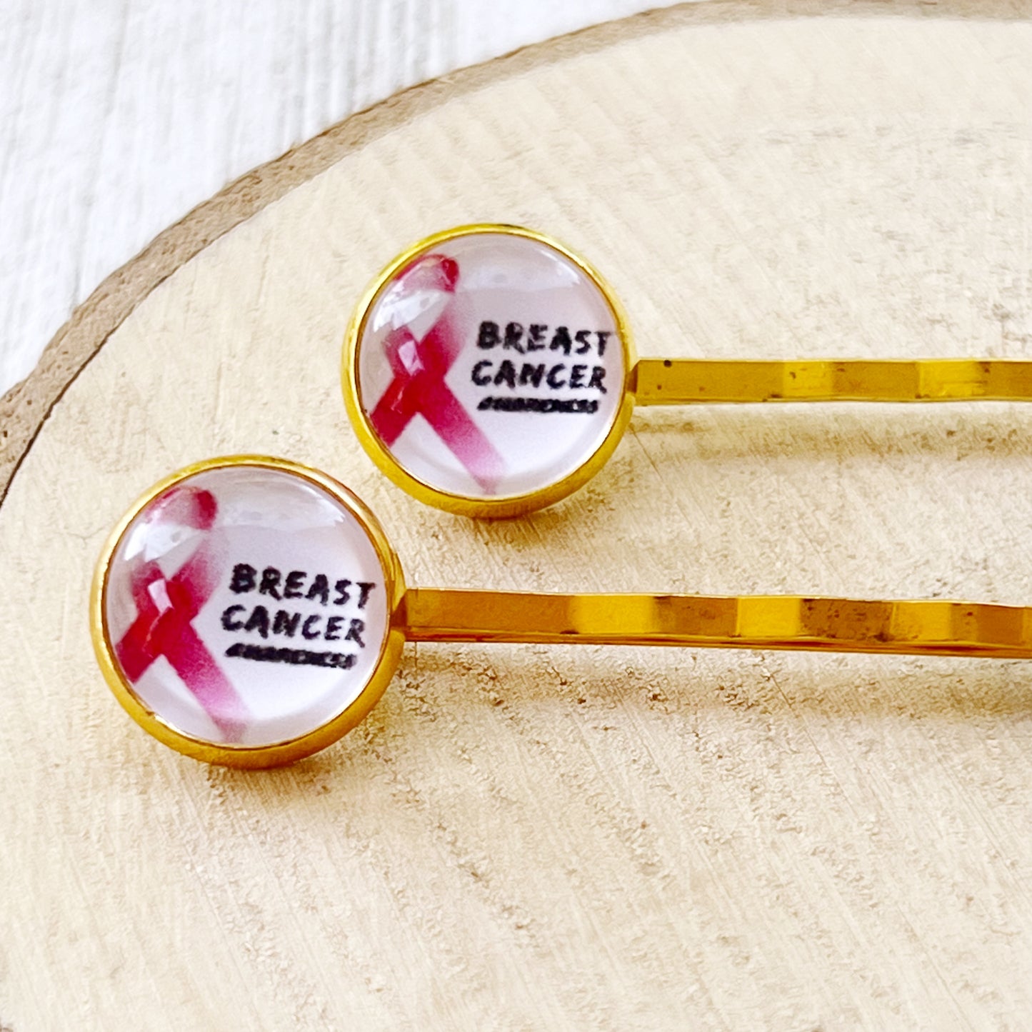 Breast Cancer Awareness Ribbon Hair Pins - Supportive and Stylish Accessories