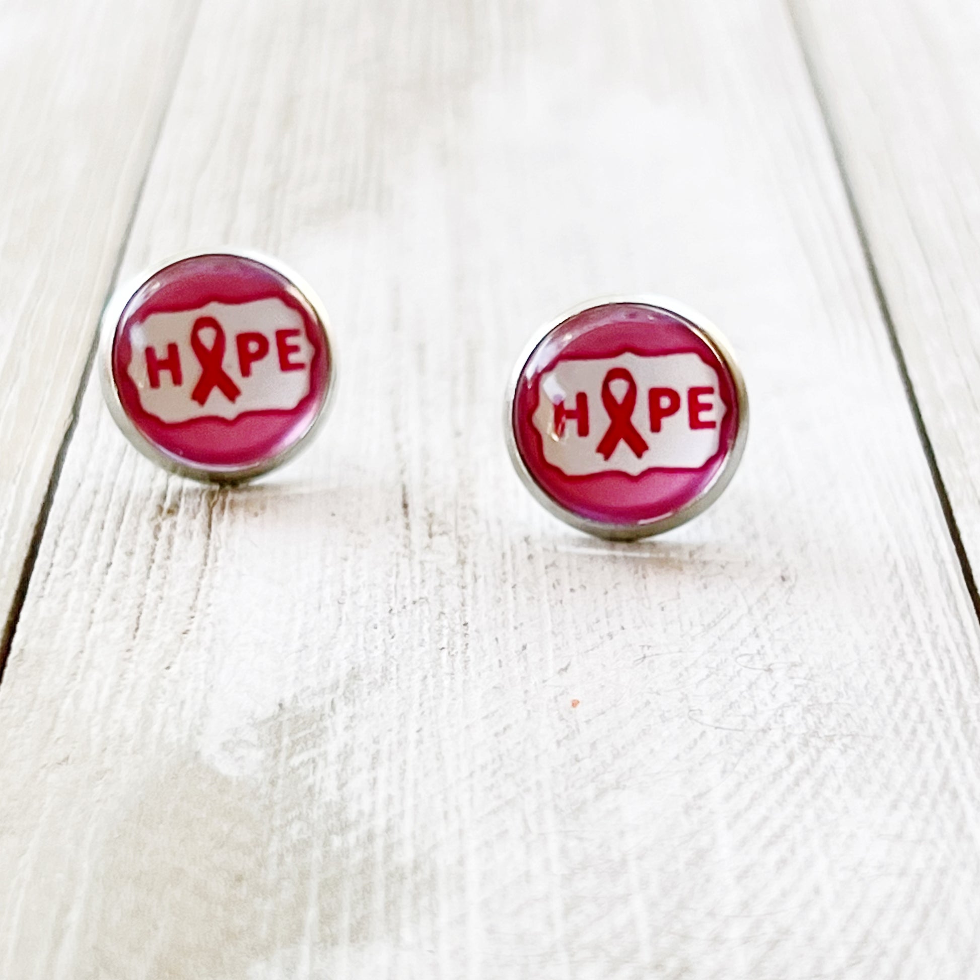 Breast Cancer Awareness 'Hope' Stud Earrings - Stylish and Meaningful Accessories