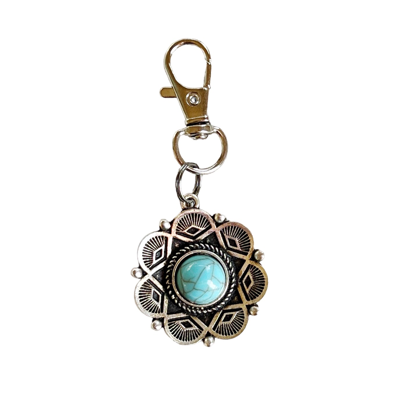 Western Turquoise Zipper Pull Handbag Charm