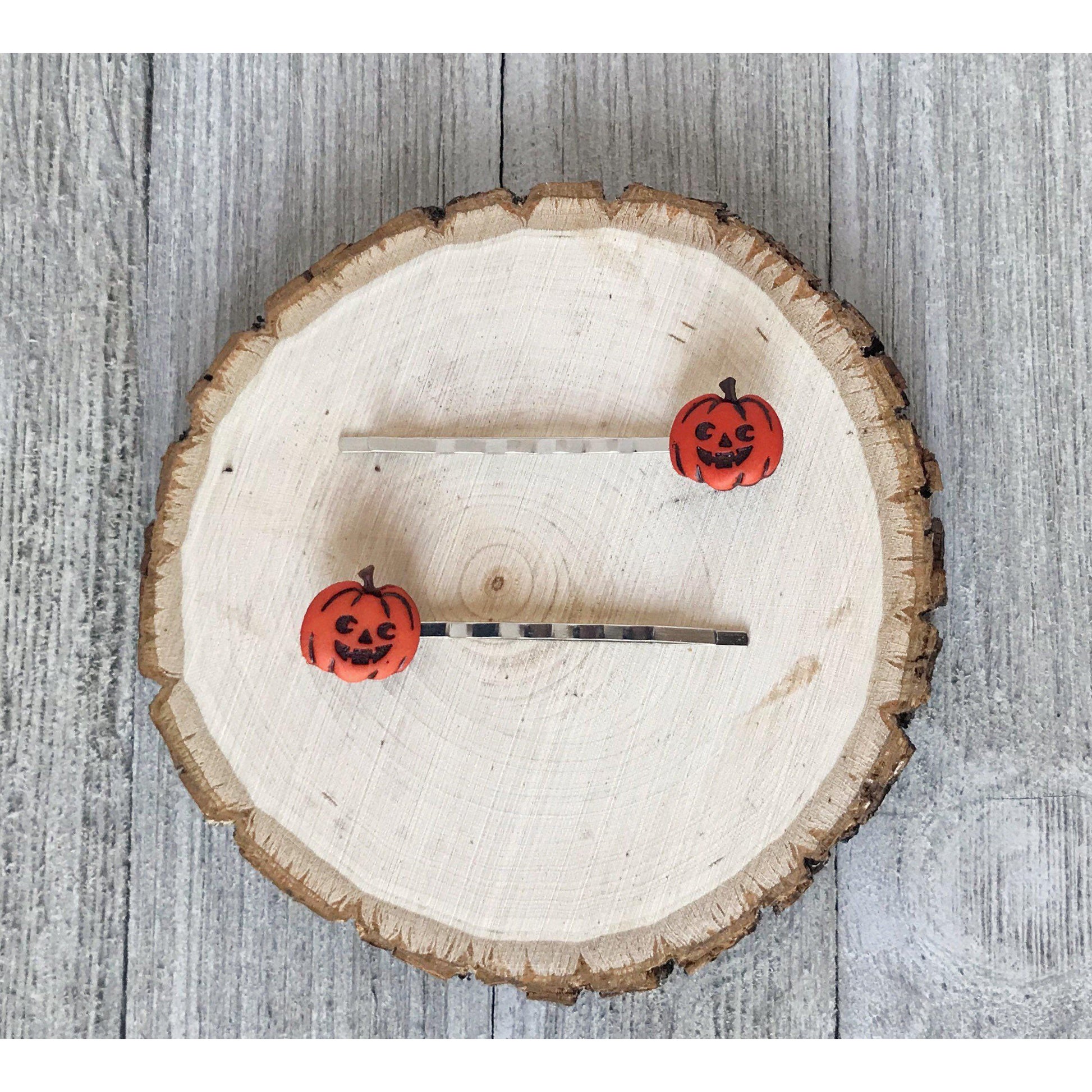 Orange Pumpkin Halloween Hair Pins