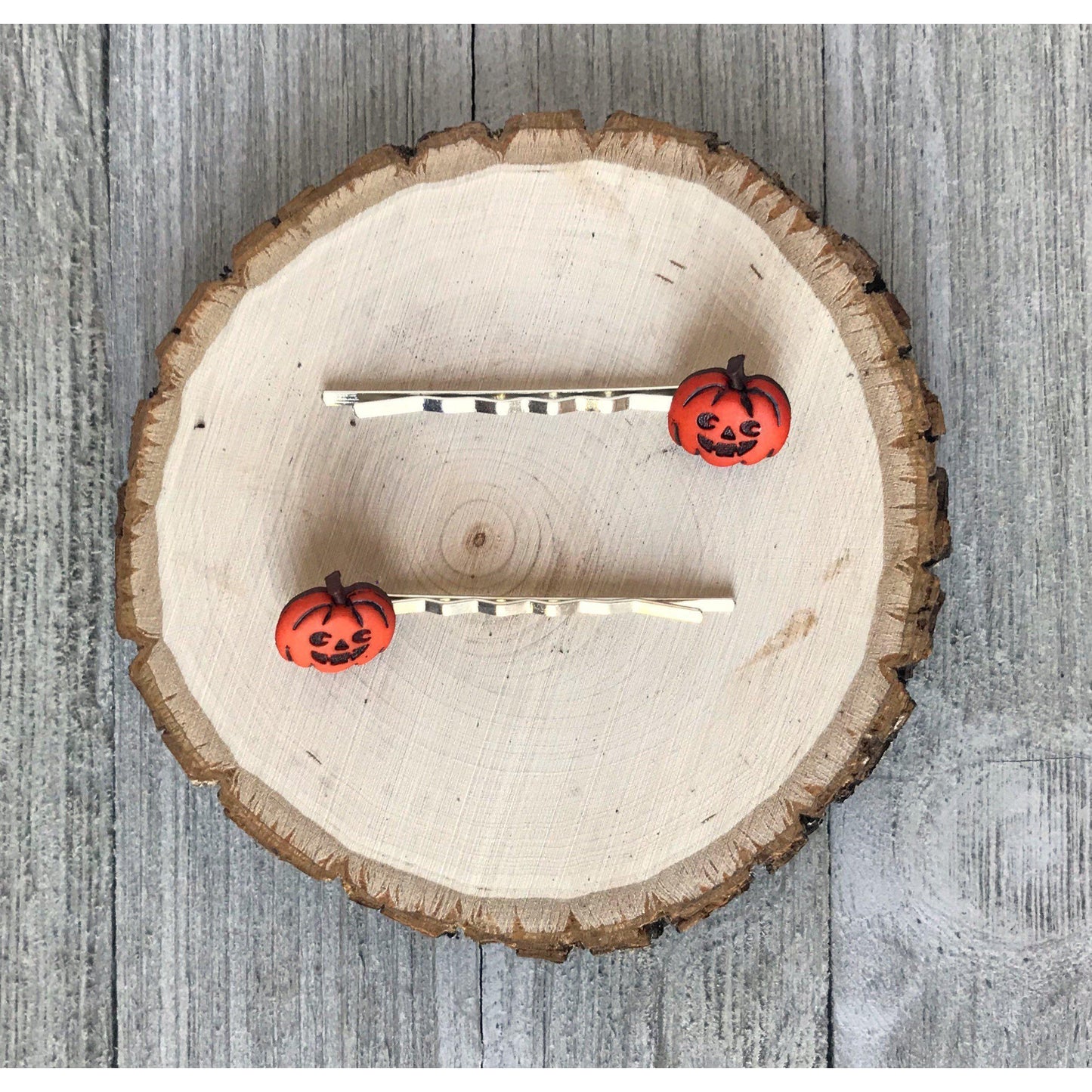 Orange Pumpkin Halloween Hair Pins