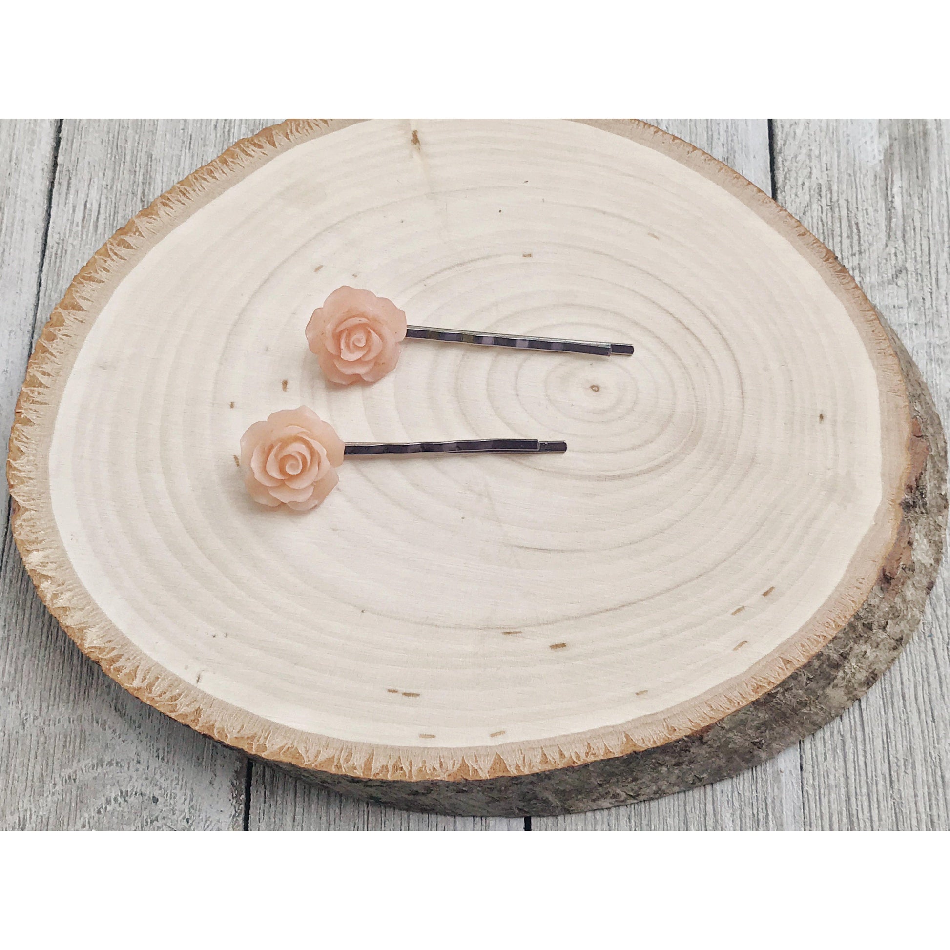 Peach Flower Hair Pin, Wedding Hair Jewelry, Flower Hair Pin, Bridal Hair Accessories Flower Bobby Pin