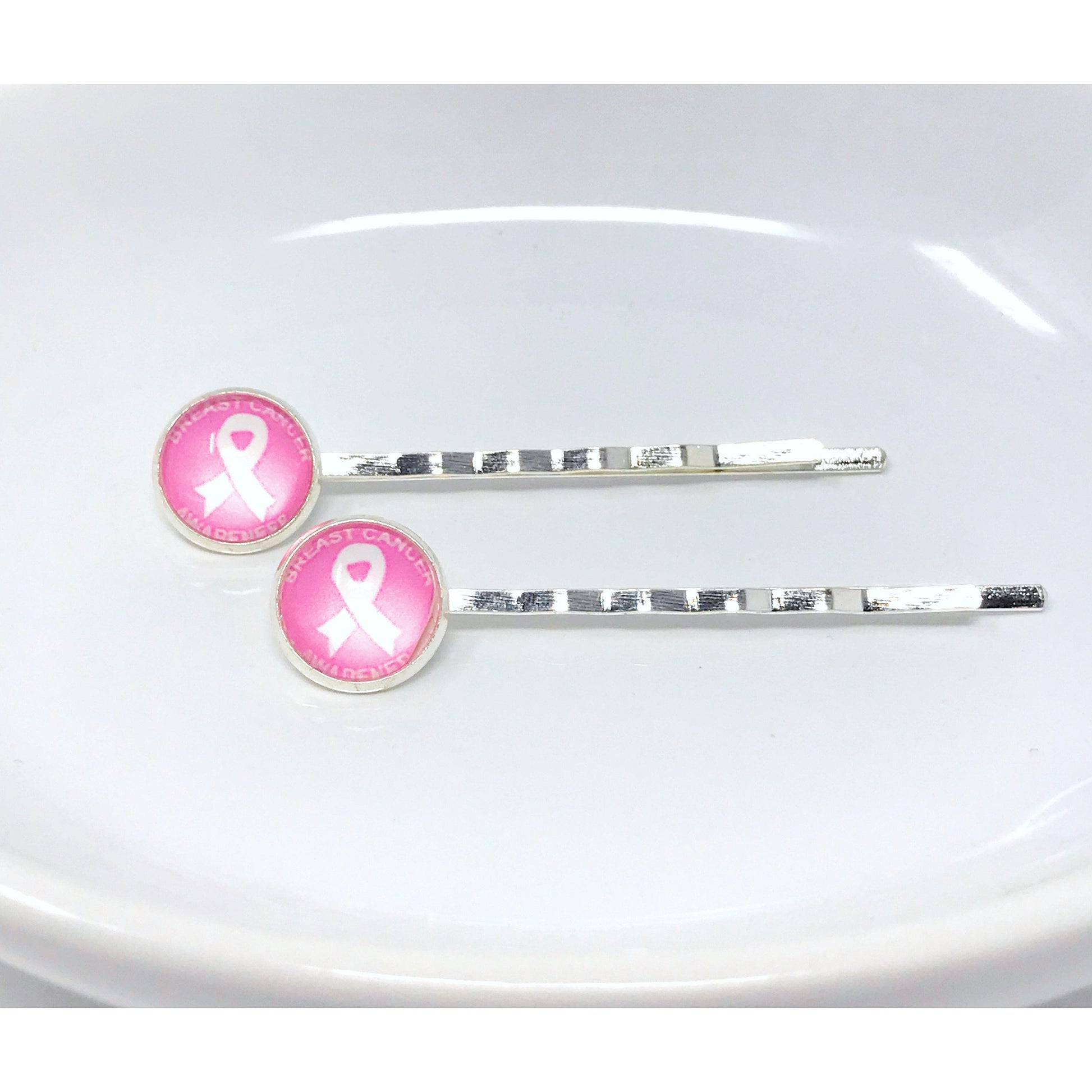 Pink Breast Cancer Awareness Month Ribbon Hair Pins