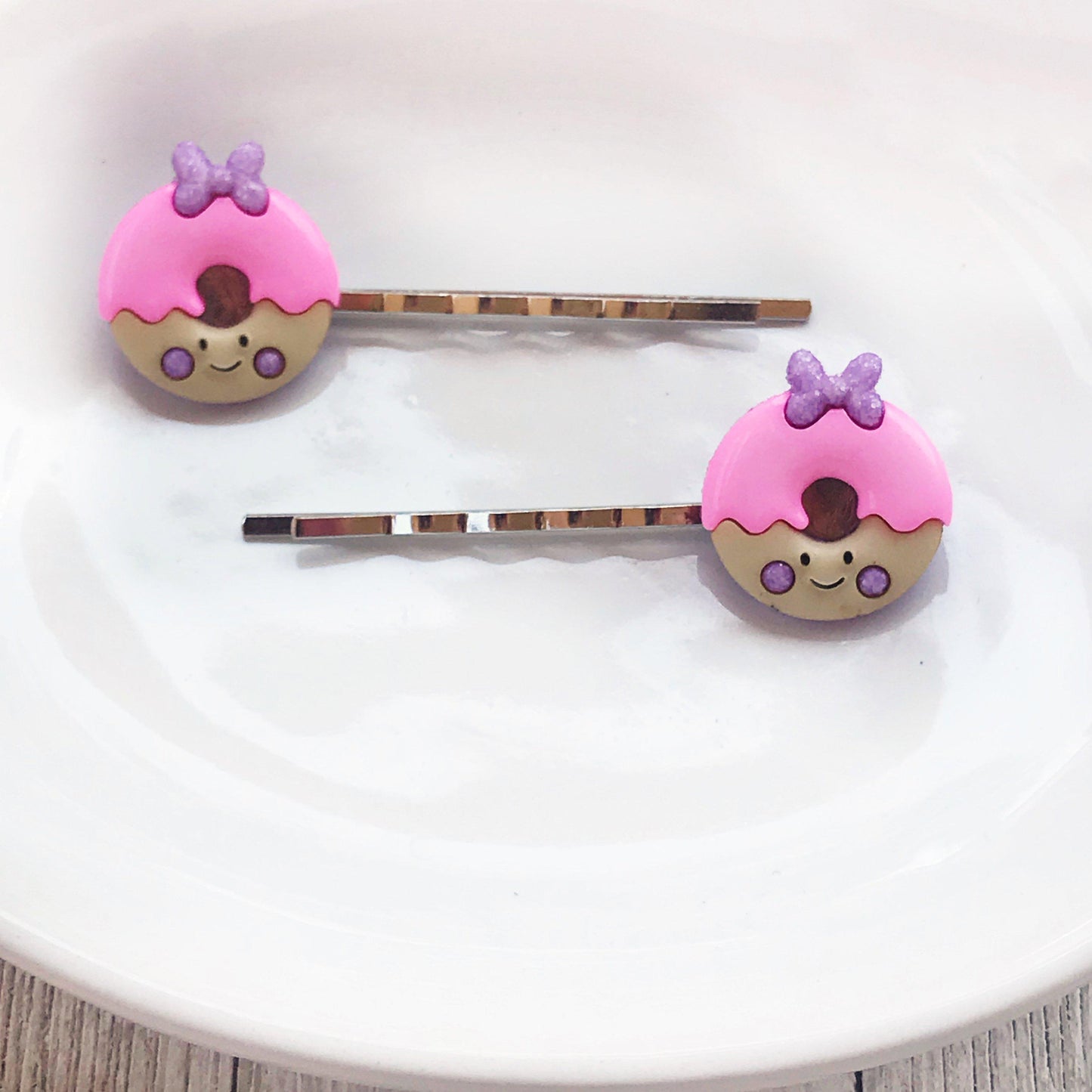 Pink Donut Hair Pins for Women and Girls