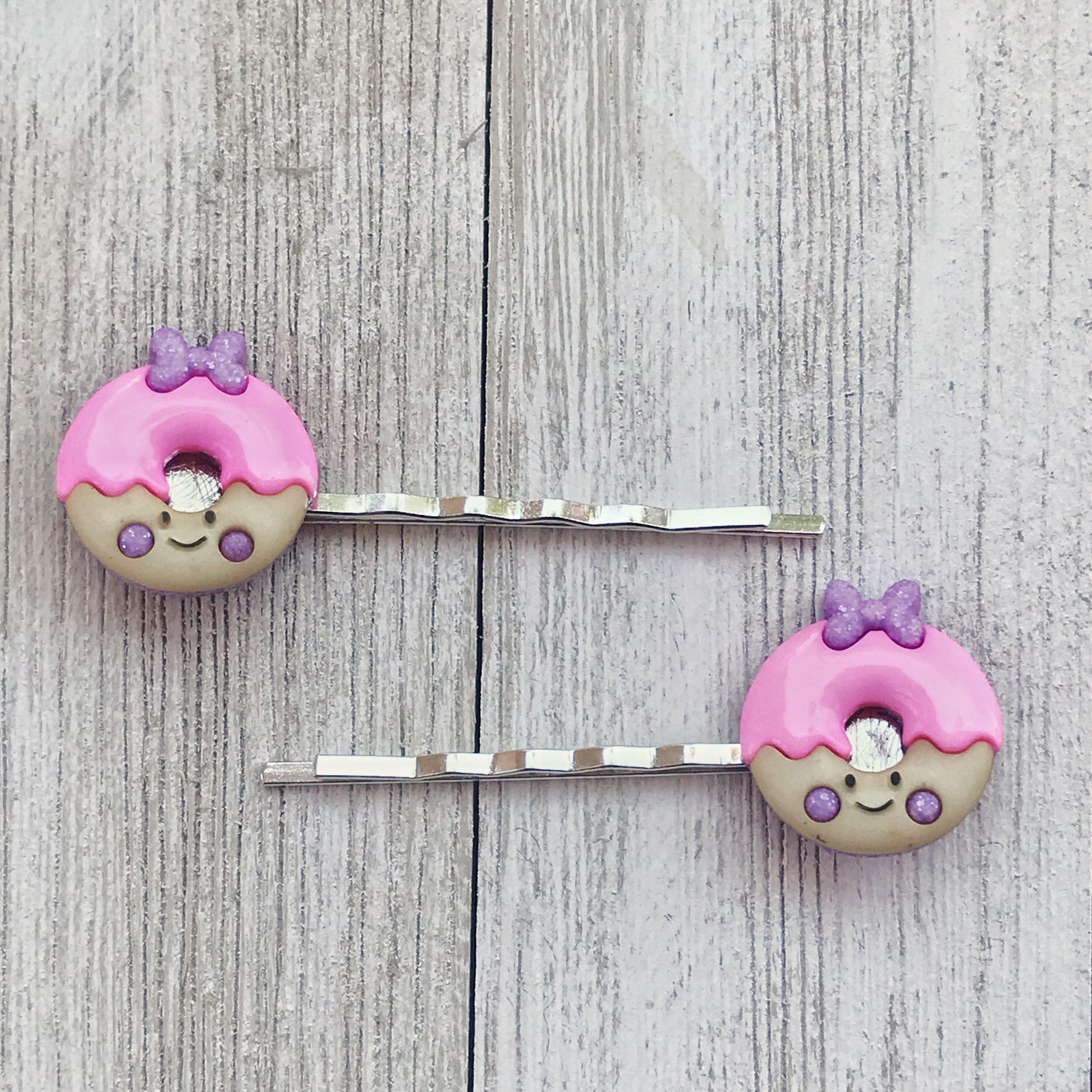 Pink Donut Hair Pins for Women and Girls