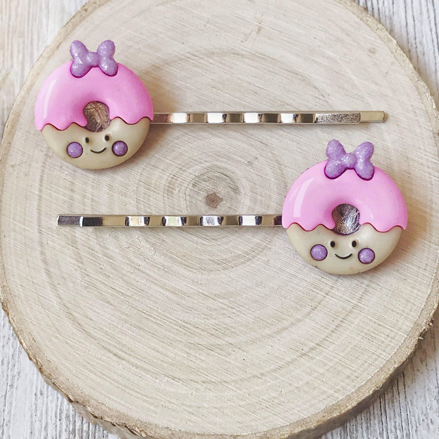 Pink Donut Hair Pins for Women and Girls