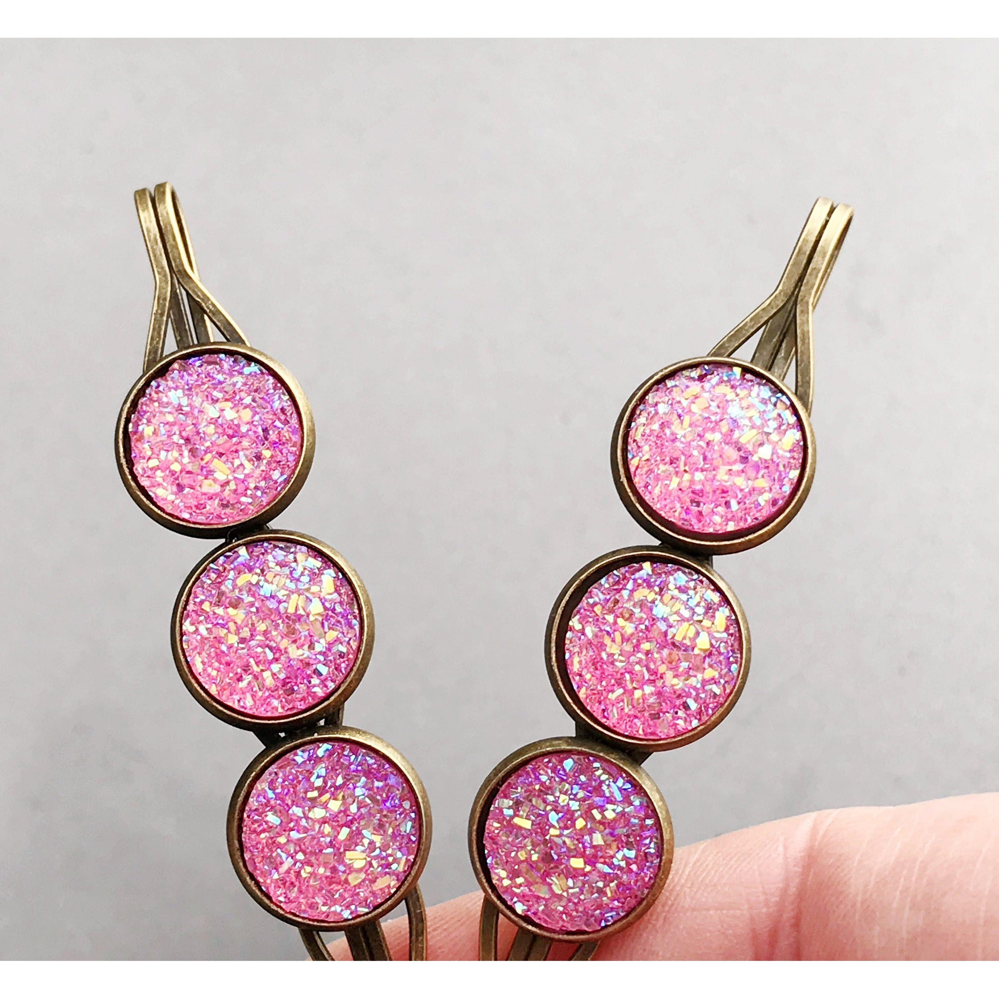 Pink Druzy Hair Pins - Stylish & Elegant Hair Accessories