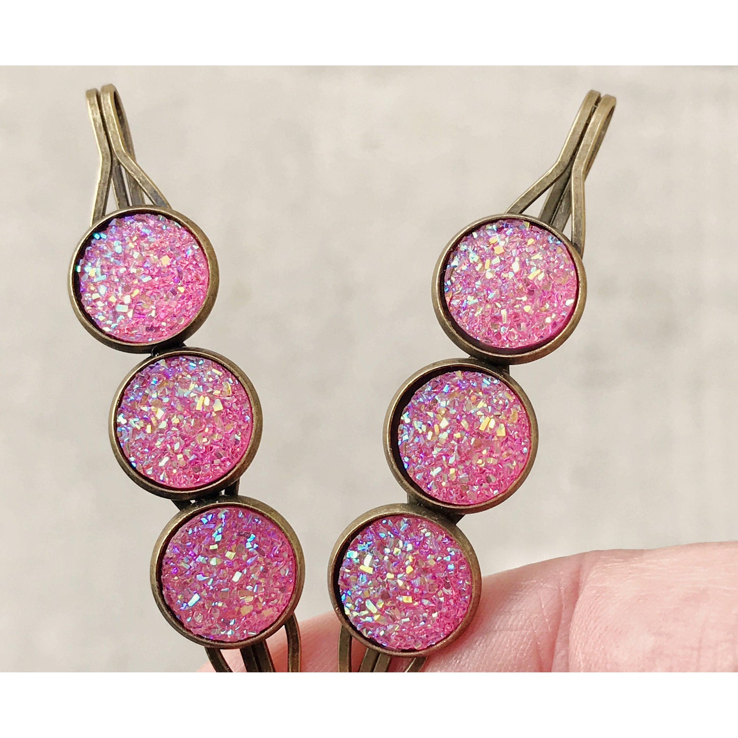 Pink Druzy Hair Pins - Stylish & Elegant Hair Accessories