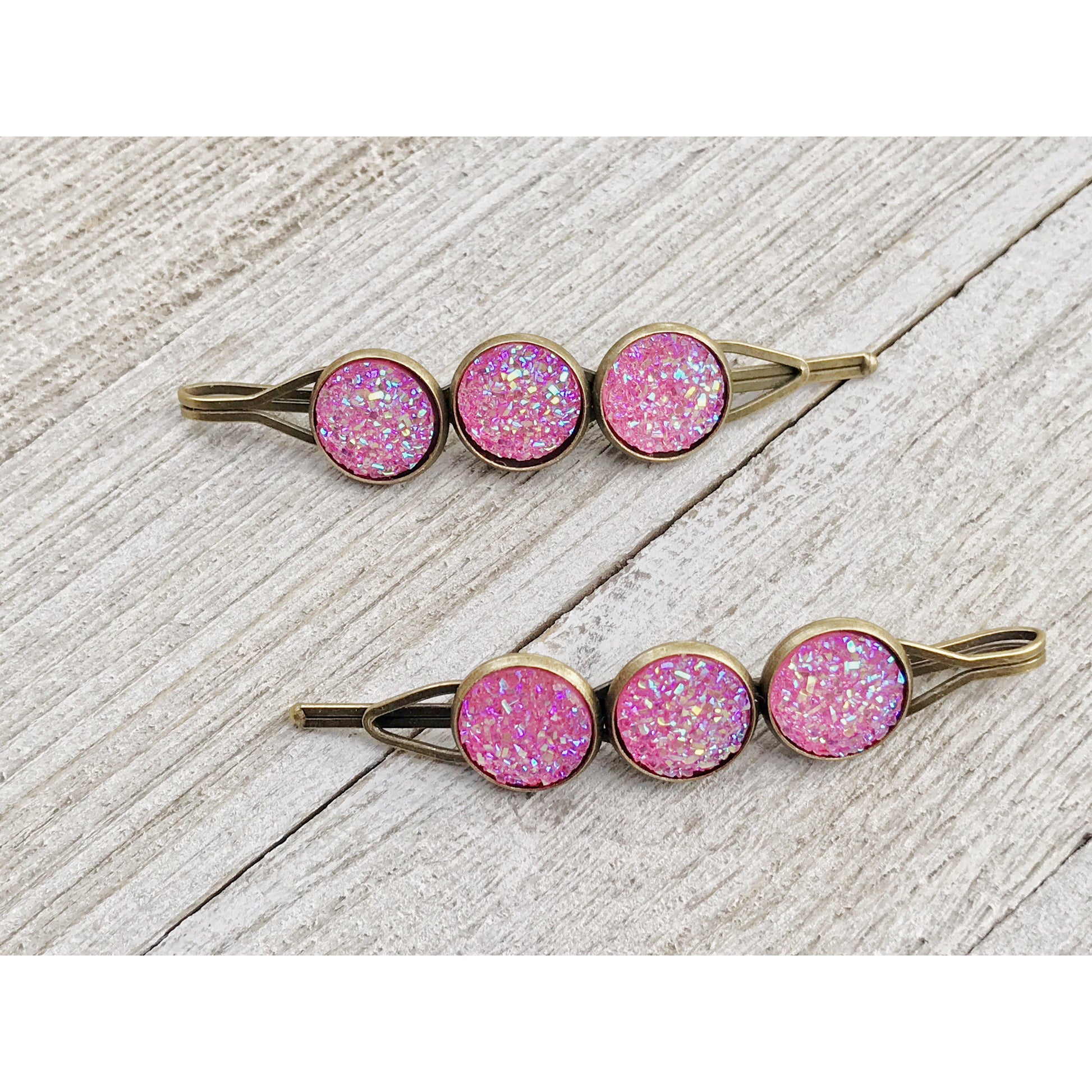 Pink Druzy Hair Pins - Stylish & Elegant Hair Accessories