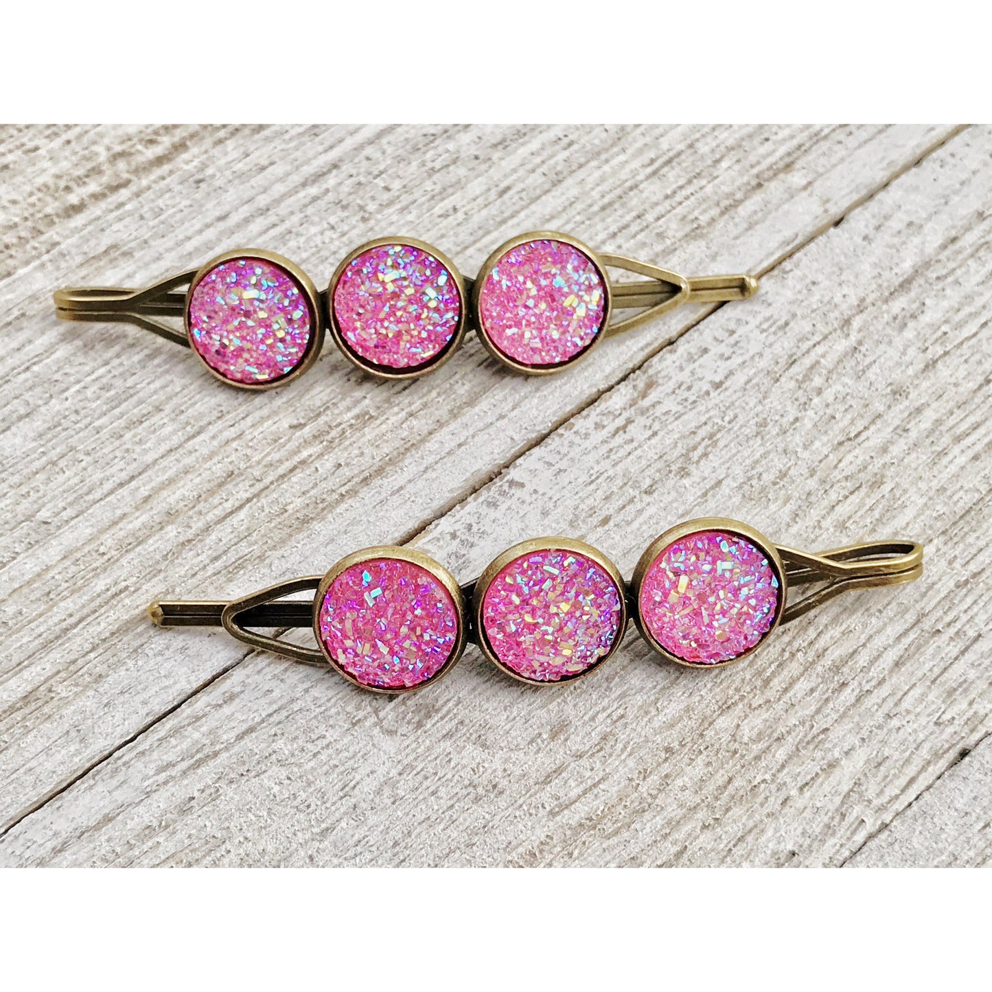 Pink Druzy Hair Pins - Stylish & Elegant Hair Accessories