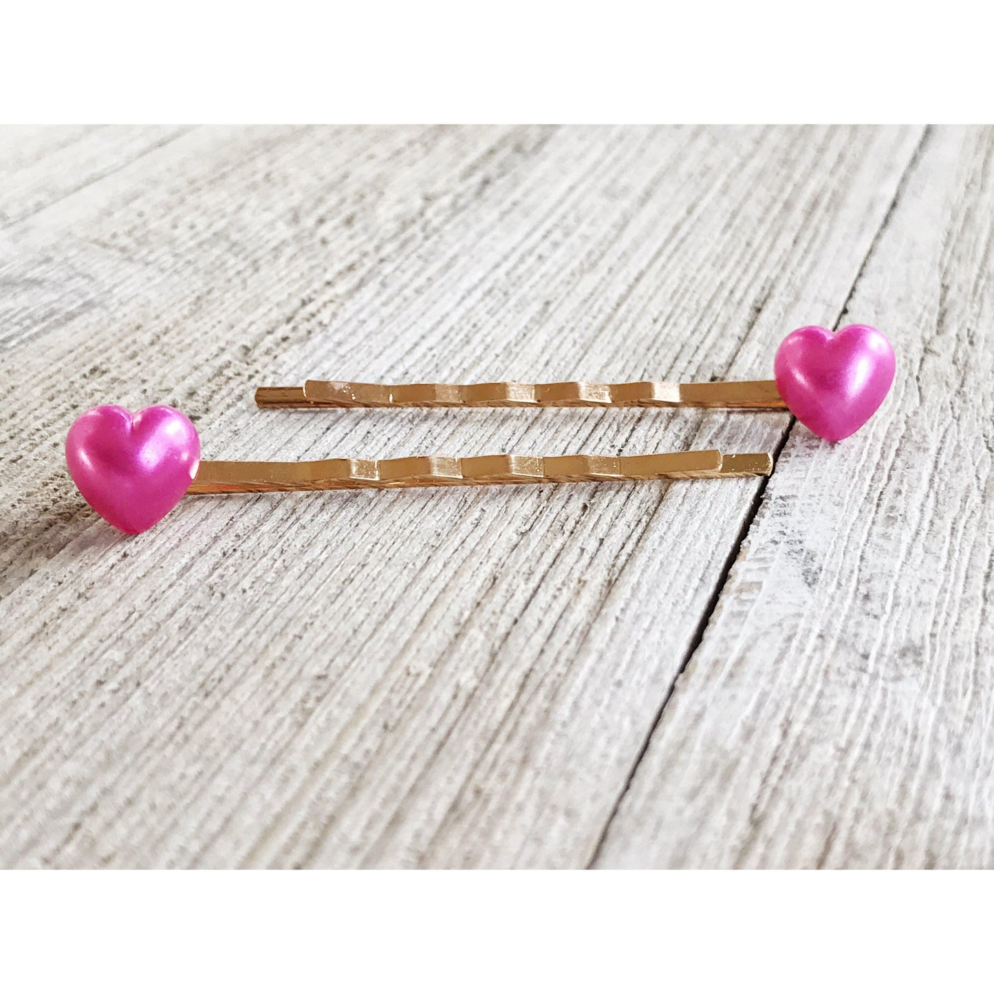 Pink Heart Hair Pins, Valentines Day Bobby Pin, Womens Hair Pin, Cute Hair Pin, Decorative Hair Pin, Pearl Heart Bobby Pins, Girls Hair Pins