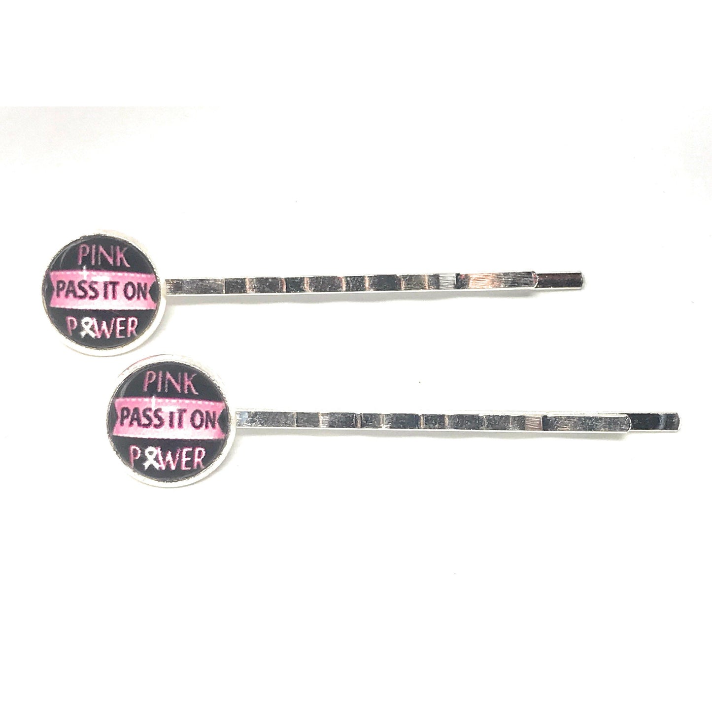 Pink Power Pass it On Breast Cancer Pink Ribbon Hair Pins