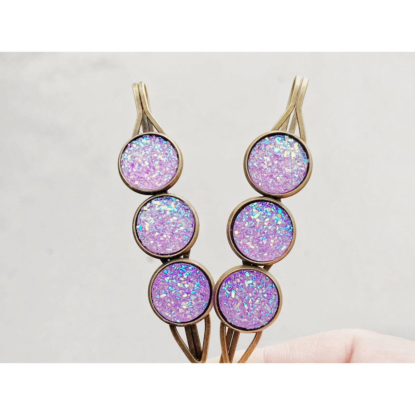 Purple Druzy Hair Pins: Chic Accessories for Unique Hairstyles