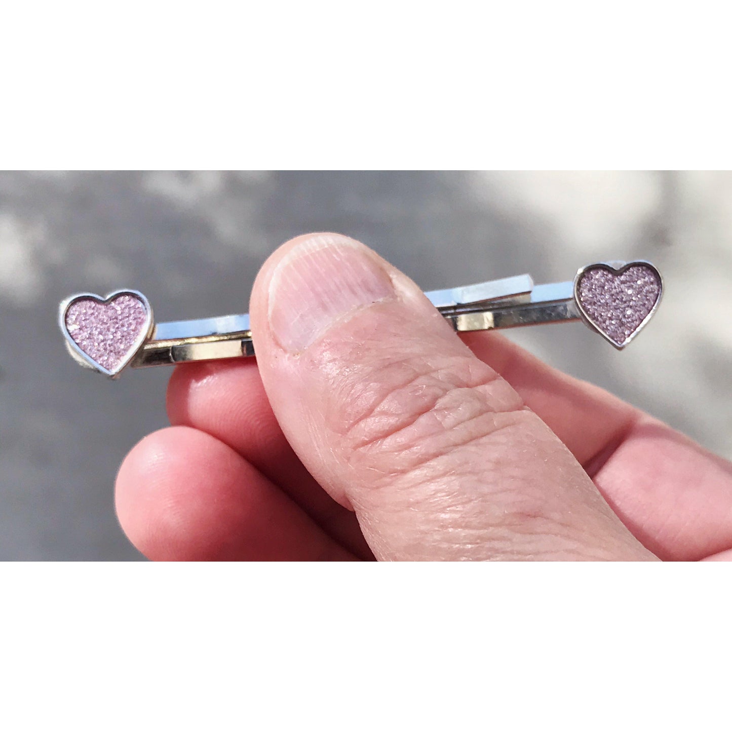 Tiny Purple Glitter Heart Hair Pins - Delicate & Sparkling Accessories