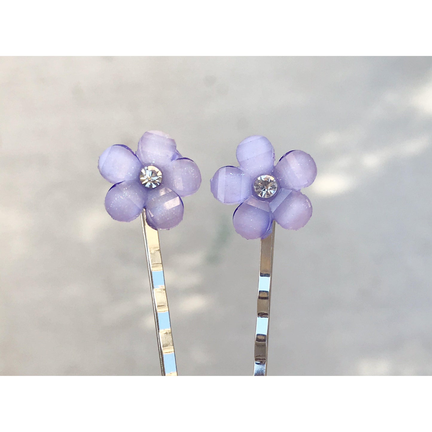 Purple Rhinestone Flower Hair Pins - Elegant Floral Accessories with Sparkling Detail