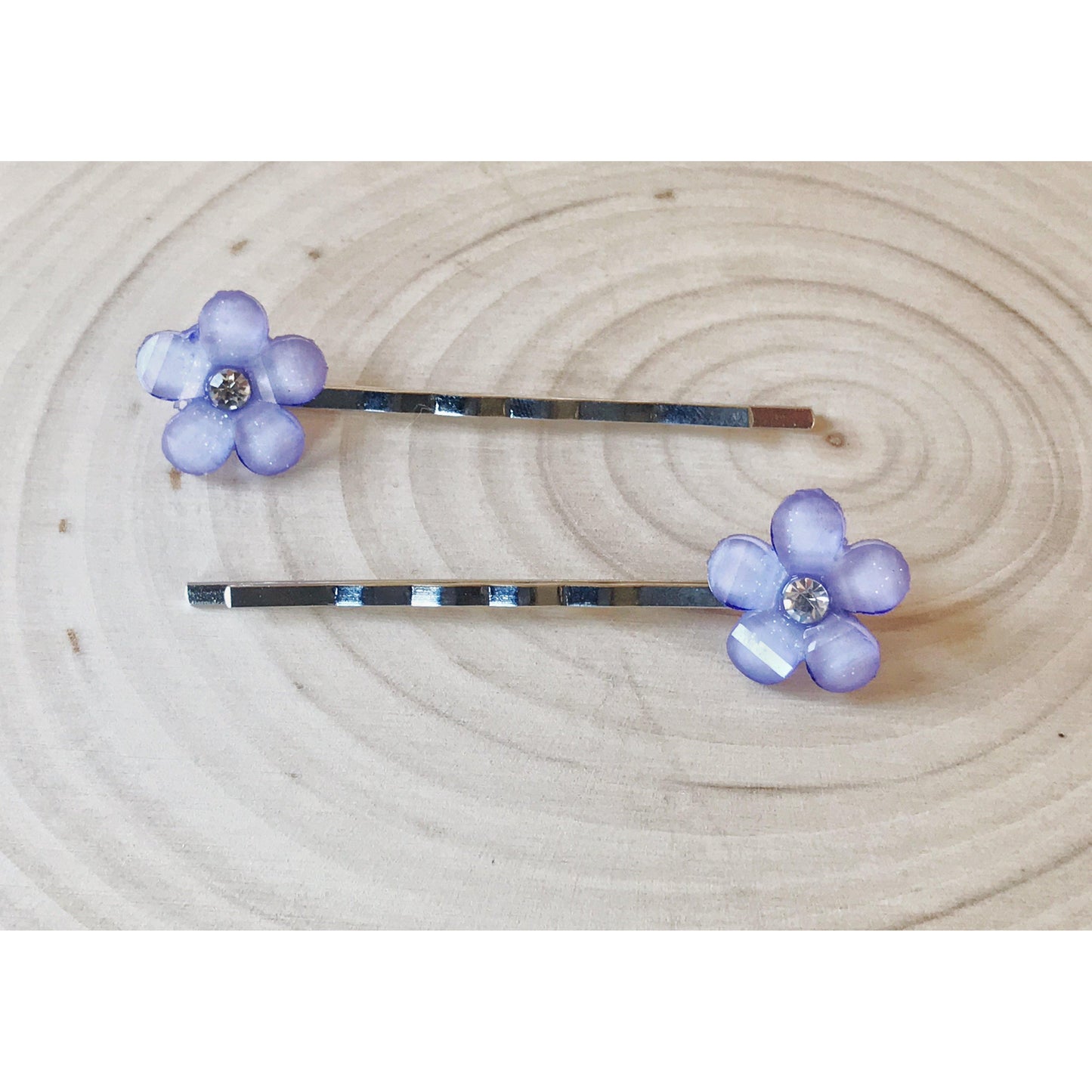 Purple Rhinestone Flower Hair Pins - Elegant Floral Accessories with Sparkling Detail