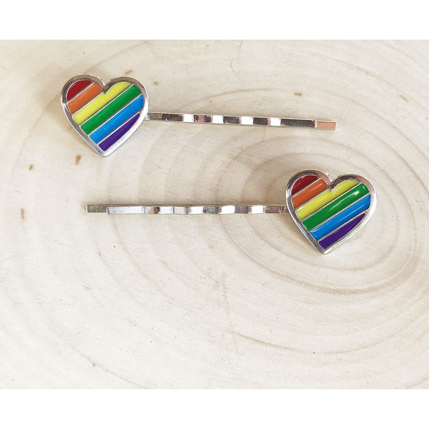 Rainbow Heart Hair Pins - Colorful and Playful Accessories