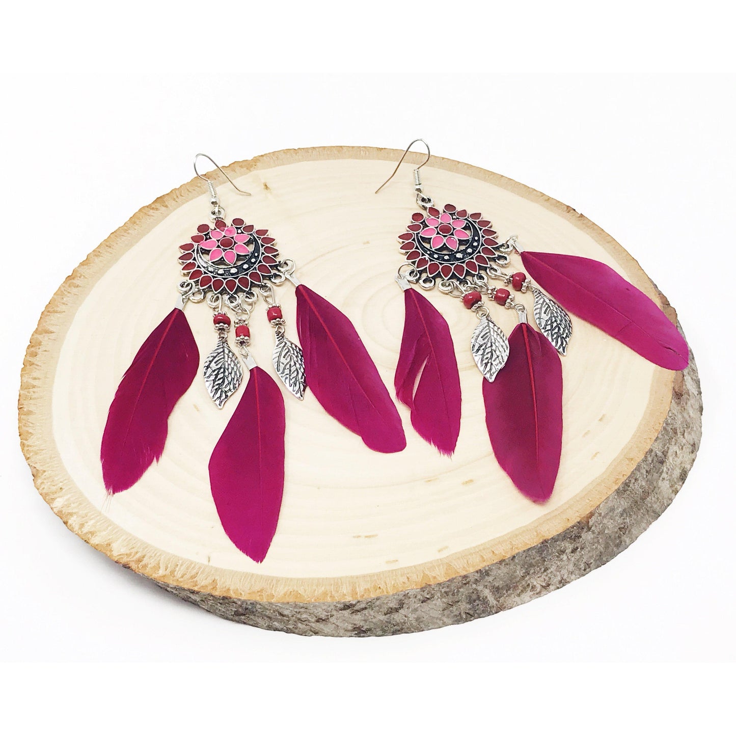 Red Feather Western Dangle Earrings - Stylish Boho-Chic Accessories