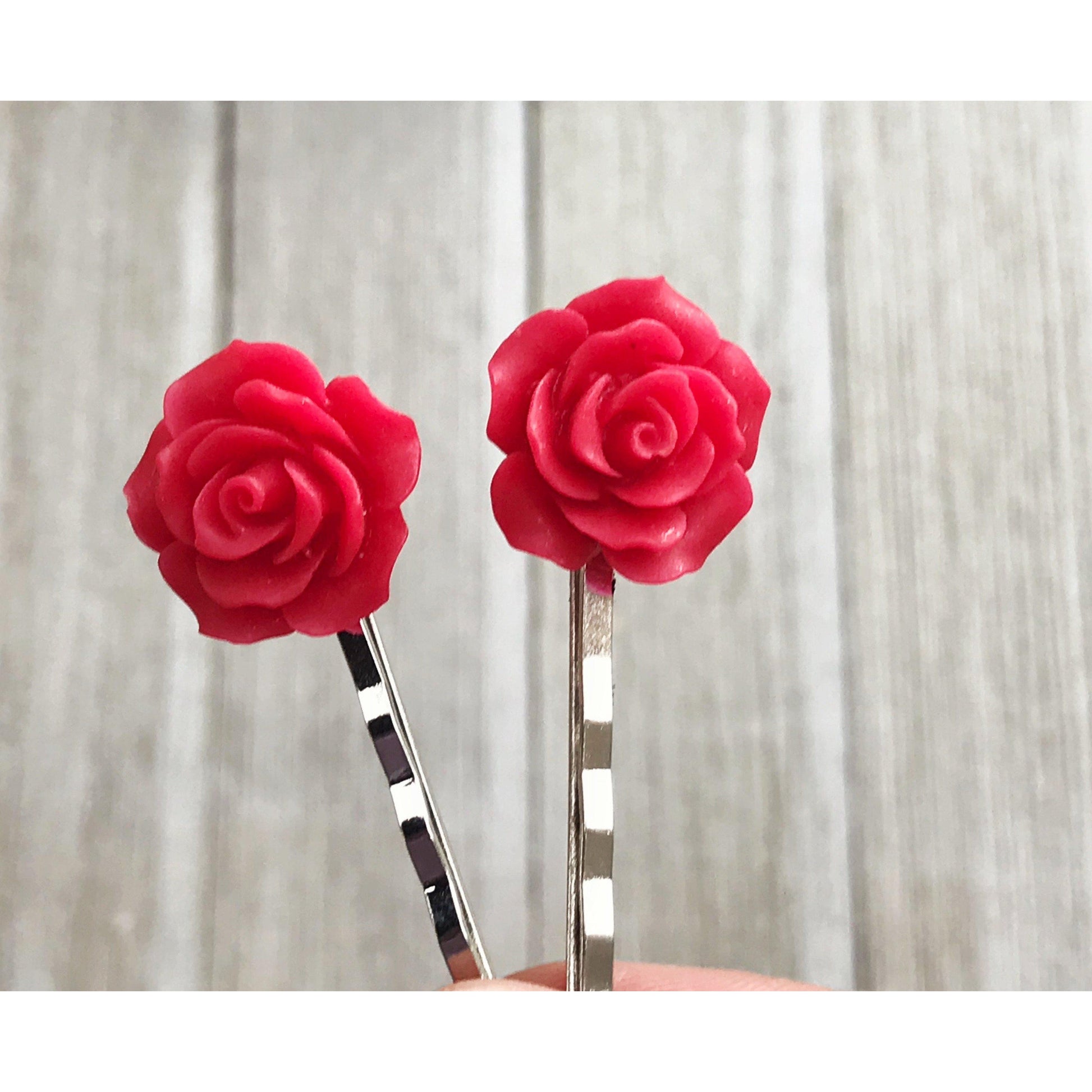 Red Flower Hair Pin, Wedding Hair Jewelry, Flower Hair Pin, Bridal Hair Accessories Flower Bobby Pin