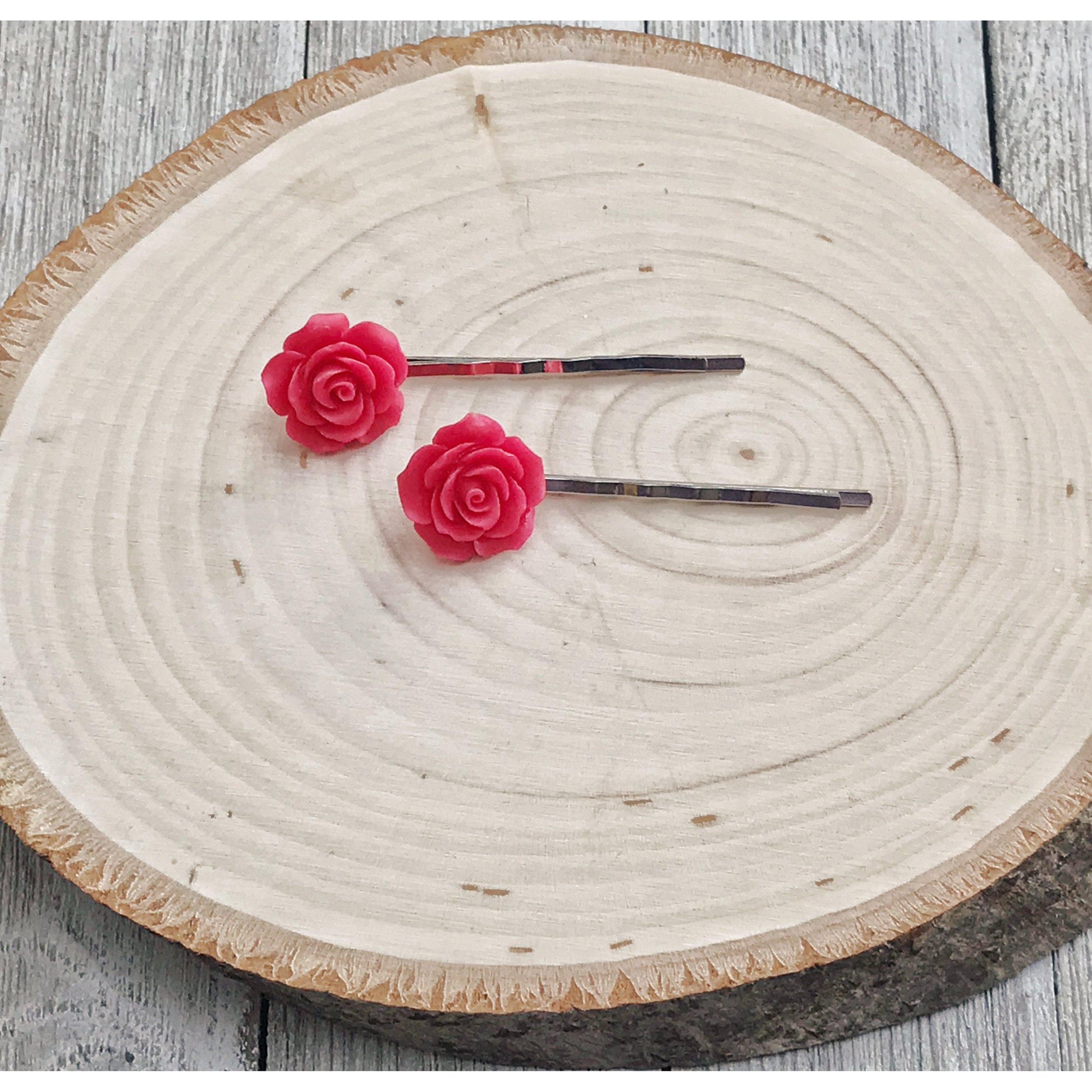 Red Flower Hair Pin, Wedding Hair Jewelry, Flower Hair Pin, Bridal Hair Accessories Flower Bobby Pin