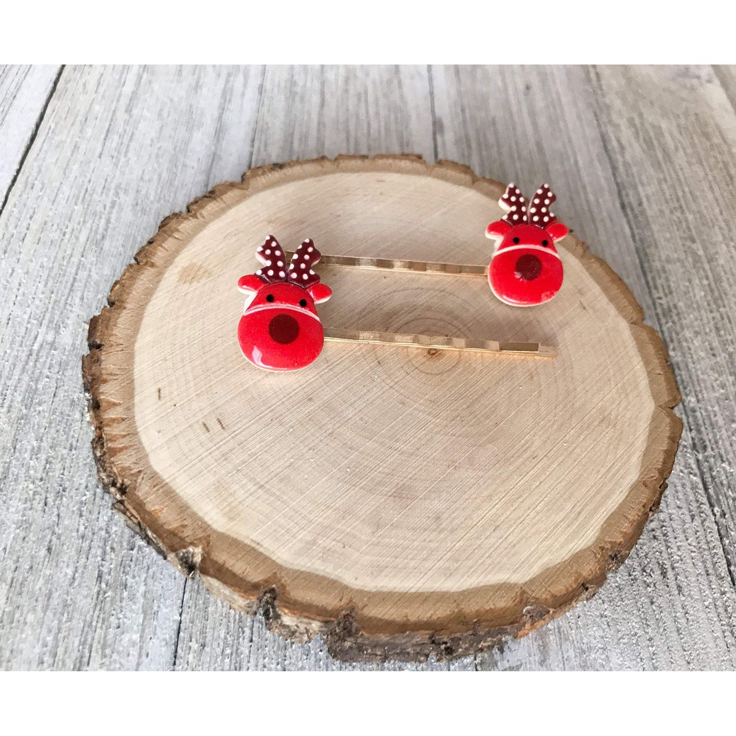 Reindeer Hair Pins, Christmas Hair Clips, Reindeer Barrettes, Womens Hair Clips, Holiday Bobby Pins