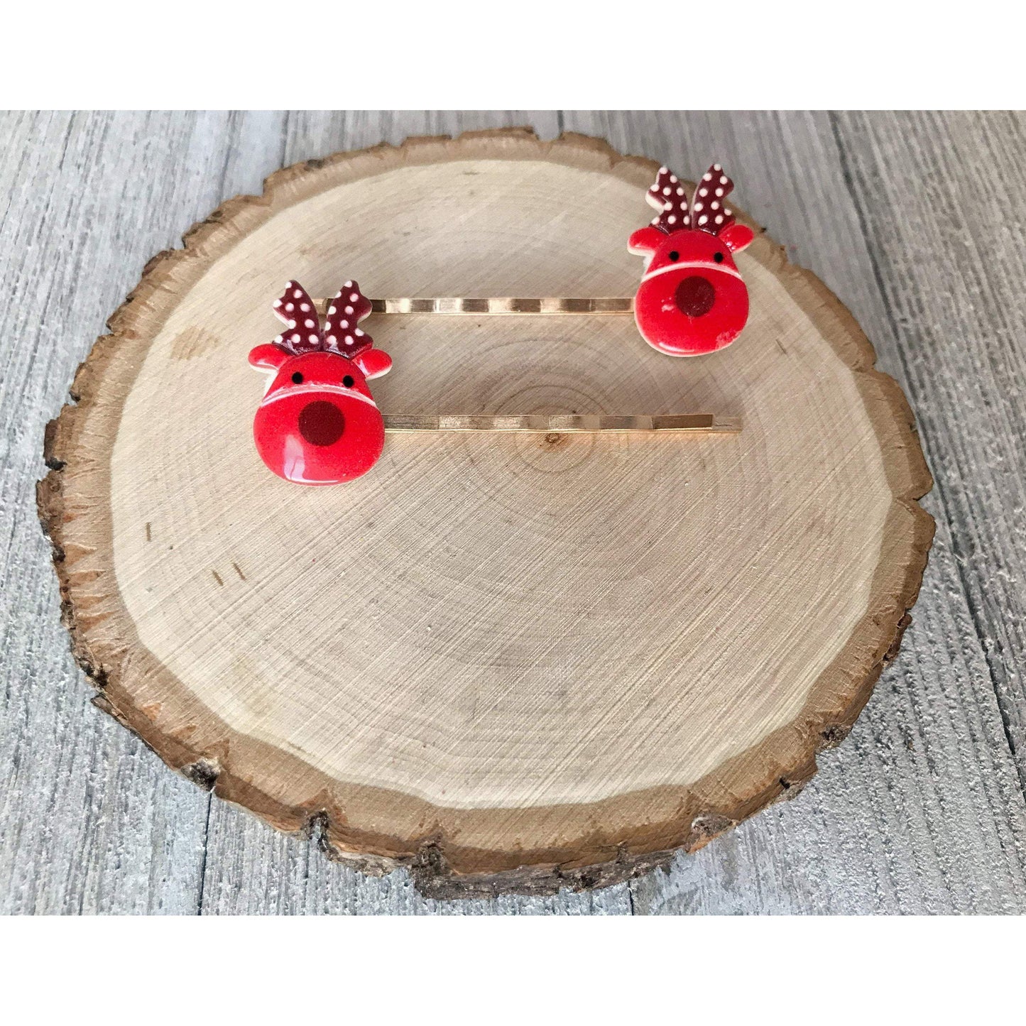 Reindeer Hair Pins, Christmas Hair Clips, Reindeer Barrettes, Womens Hair Clips, Holiday Bobby Pins