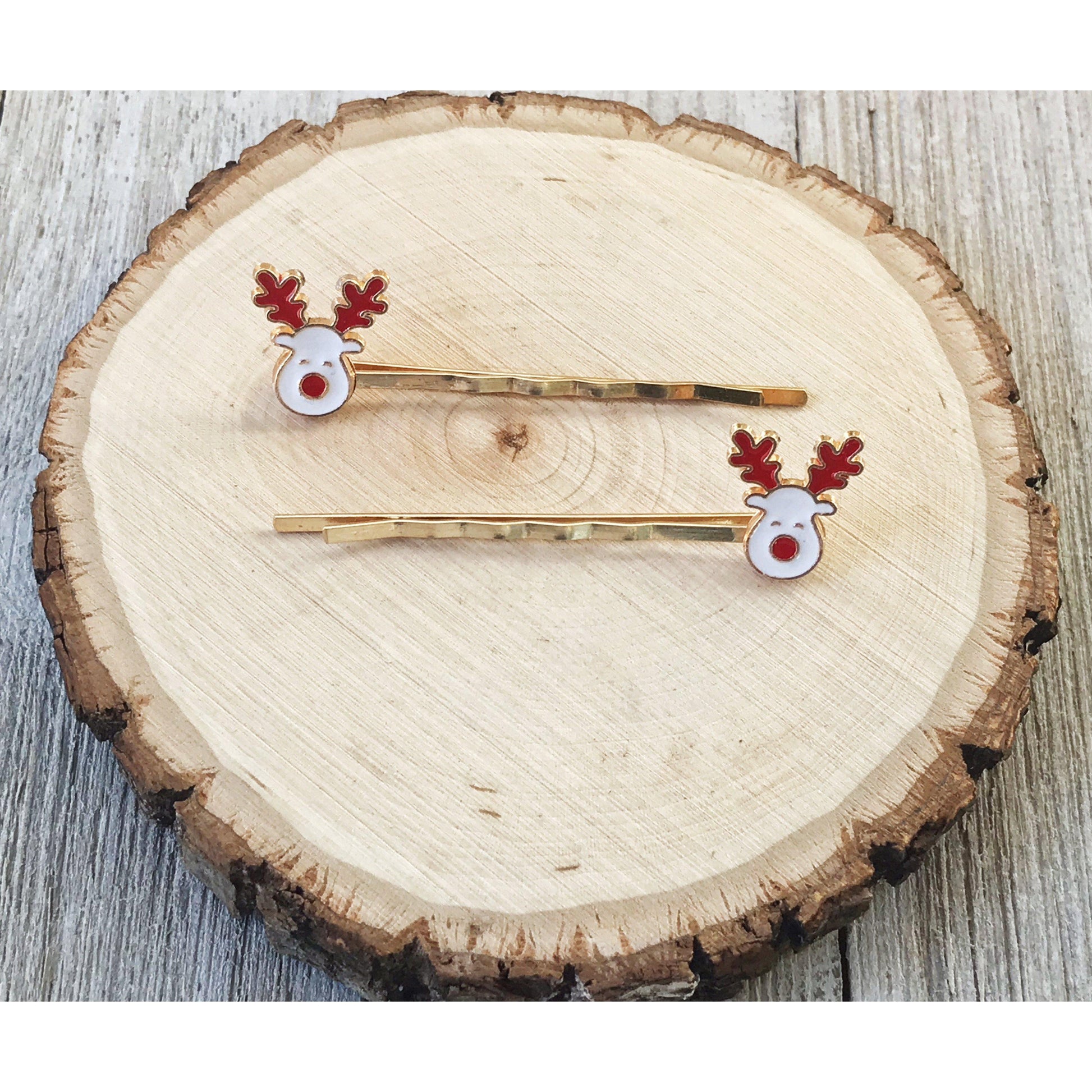 Reindeer Hair Pins, Deer Hair Pins, Christmas Hair Pins, Decorative Hair Clips, Reindeer Barrettes, Womens Hair Clips, Holiday Bobby Pins