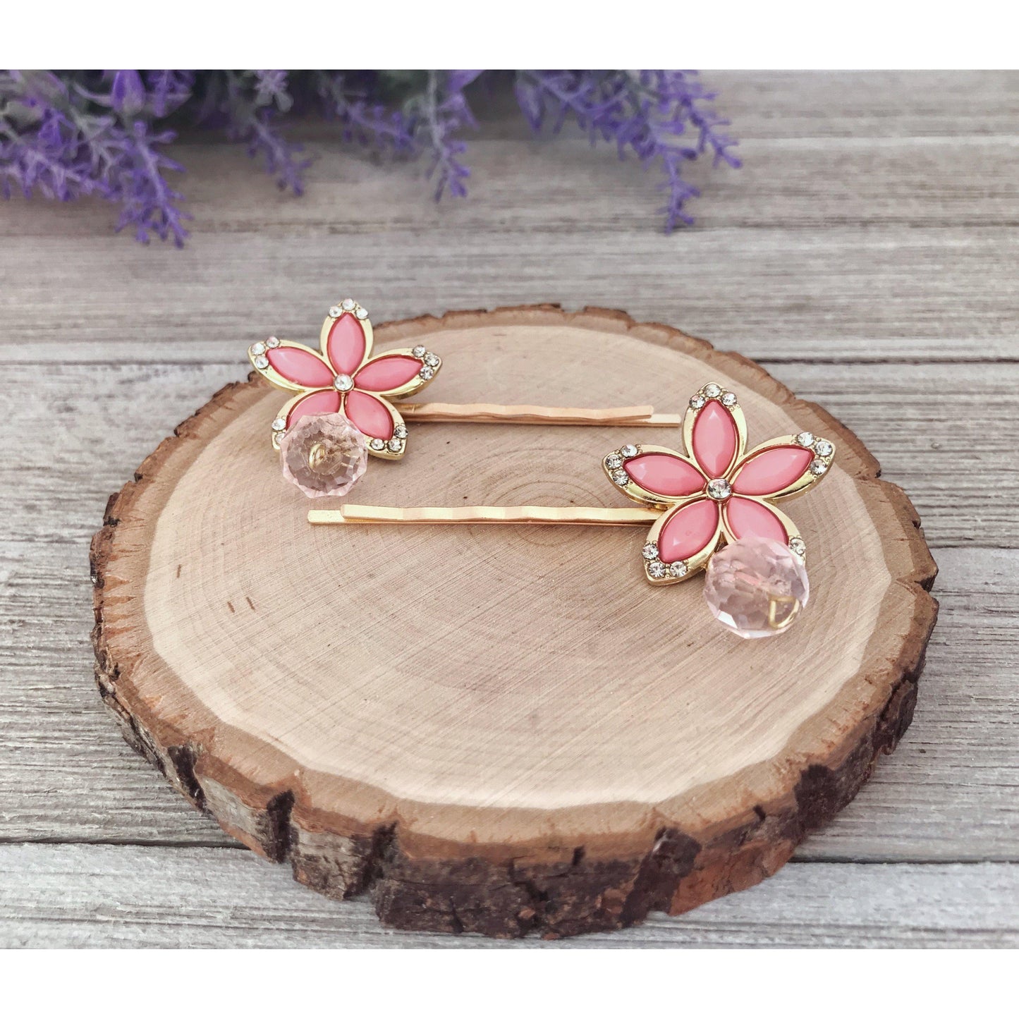 Pink Rhinestone Flower Hair Pins: Sparkling & Elegant Accessories