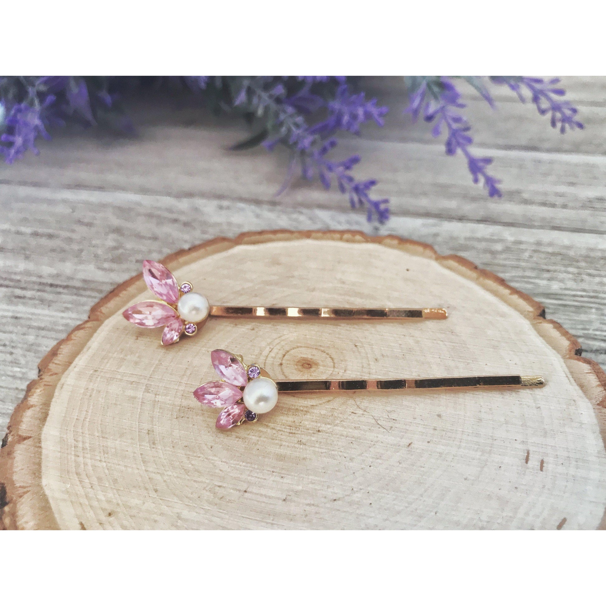 Rhinestone Hair Pins, Pink Flower Hair Pin, Hair Pins For Woman, Purple Hair Pin, Decorative Bobby Pins, Dainty Hair Pin, Wedding Hair Pins