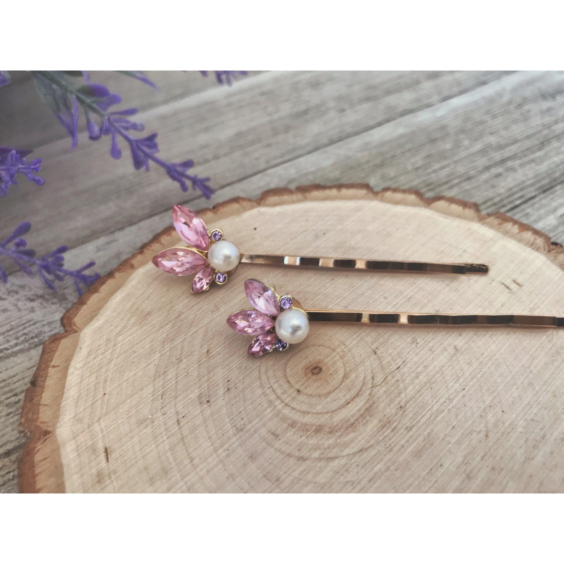 Rhinestone Hair Pins, Pink Flower Hair Pin, Hair Pins For Woman, Purple Hair Pin, Decorative Bobby Pins, Dainty Hair Pin, Wedding Hair Pins