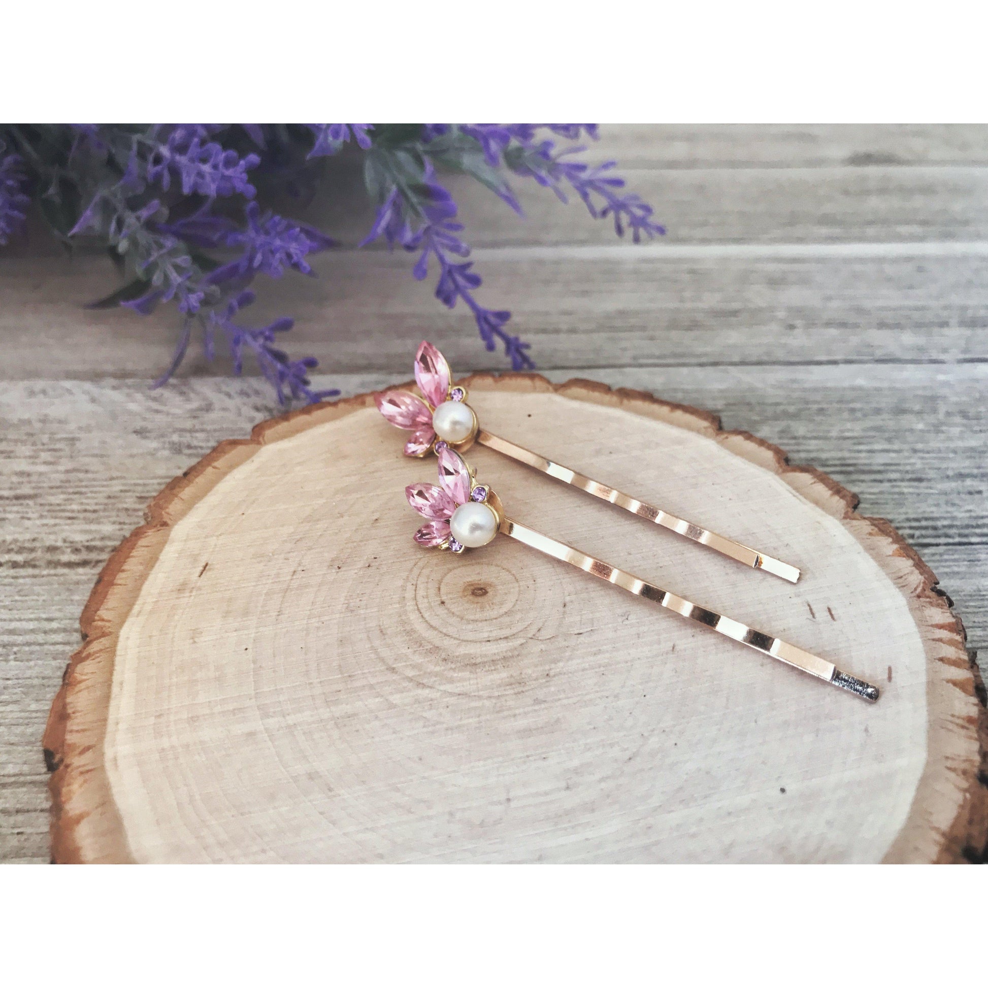 Rhinestone Hair Pins, Pink Flower Hair Pin, Hair Pins For Woman, Purple Hair Pin, Decorative Bobby Pins, Dainty Hair Pin, Wedding Hair Pins