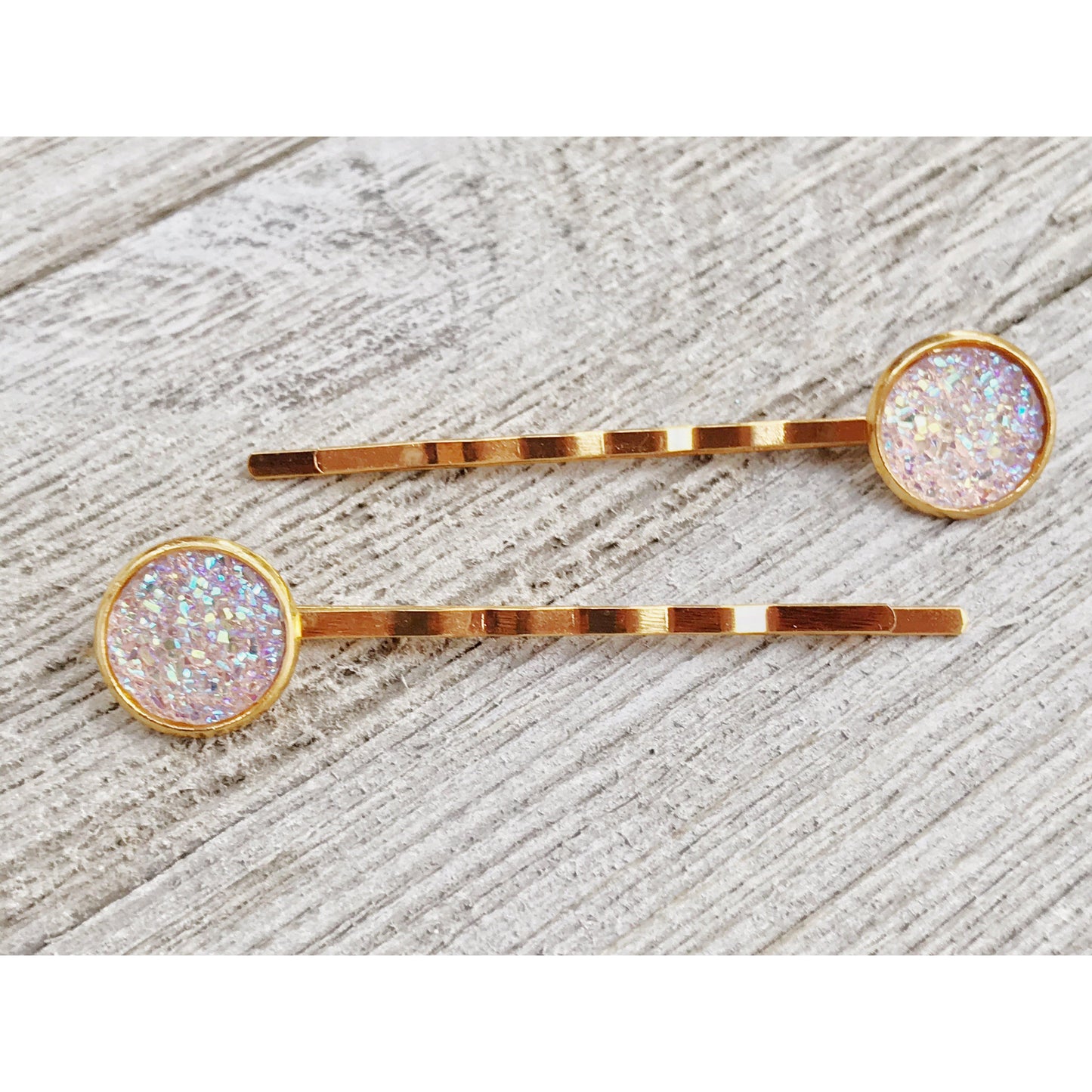 Rose Gold Druzy Hair Pins, Pink Hair Pins, Pink Glitter Hair Clips, Womans Hair Pins, Womens Hair Clips, Rose Gold Bobby Pins, Barrettes