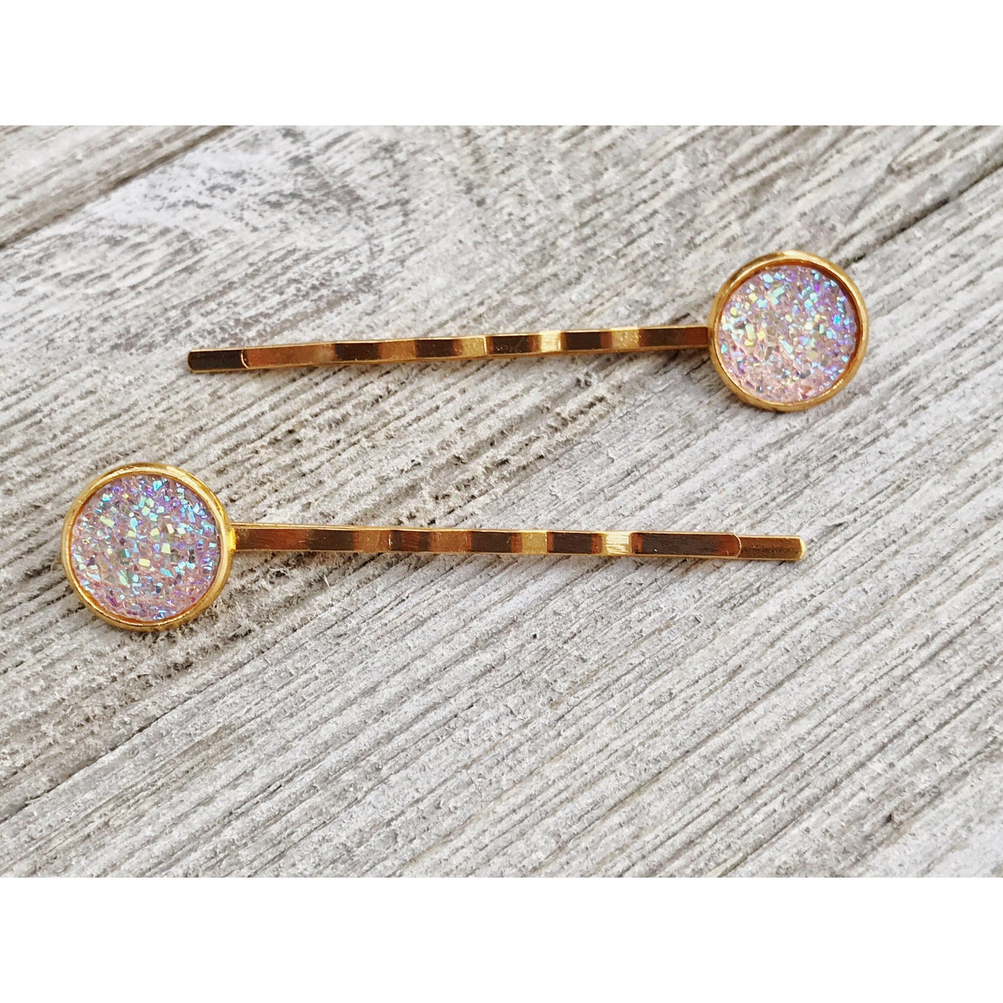 Rose Gold Druzy Hair Pins, Pink Hair Pins, Pink Glitter Hair Clips, Womans Hair Pins, Womens Hair Clips, Rose Gold Bobby Pins, Barrettes