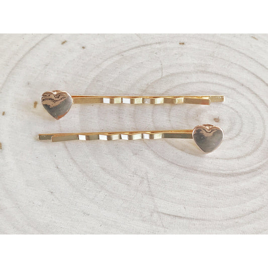 Tiny Rose Gold Heart Hair Pins - Delicate and Elegant Accessories