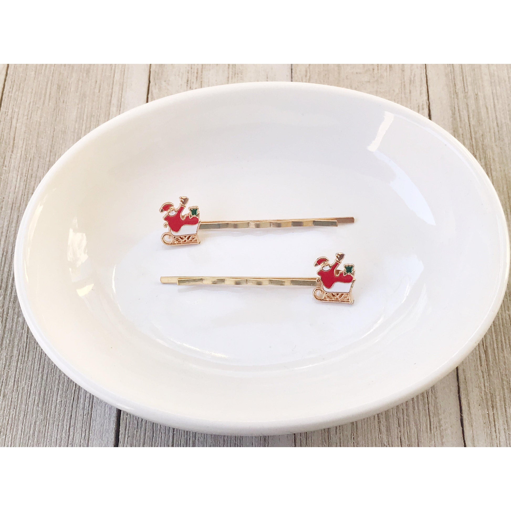 Santa Claus Sleigh Christmas Hair Pins